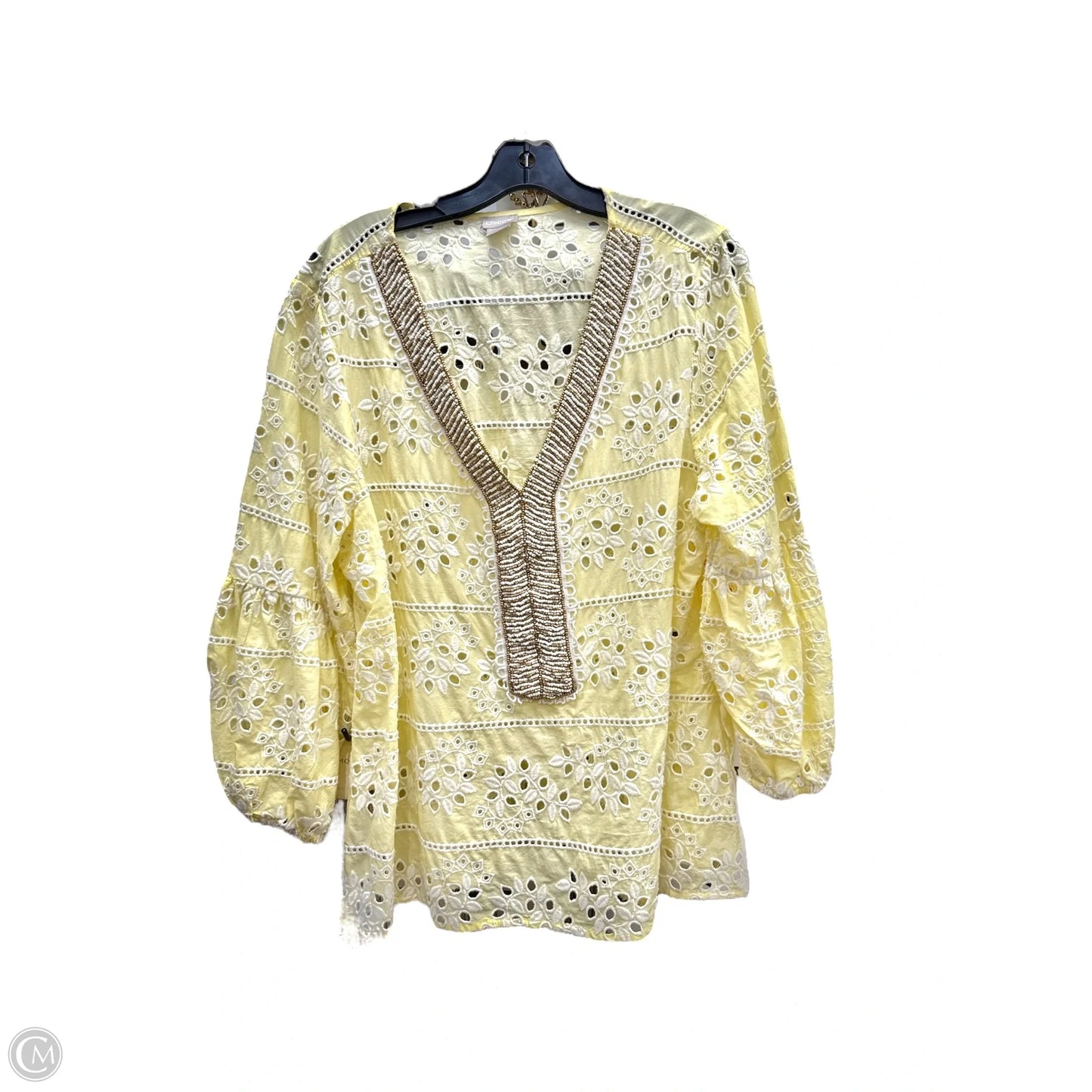 Top Long Sleeve By Chicos In Yellow, Size: Xl