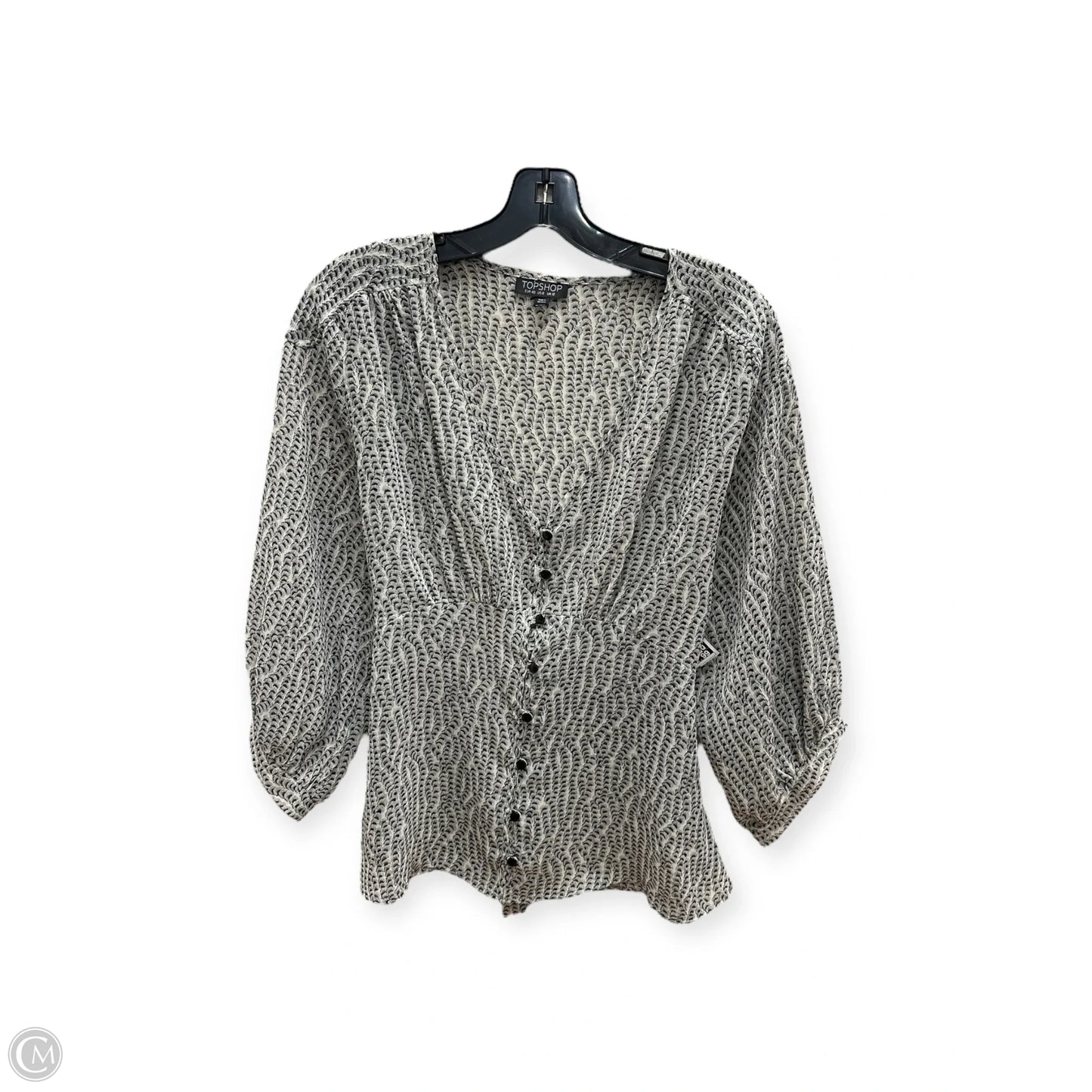 Top 3/4 Sleeve By Top Shop In Grey, Size: 8