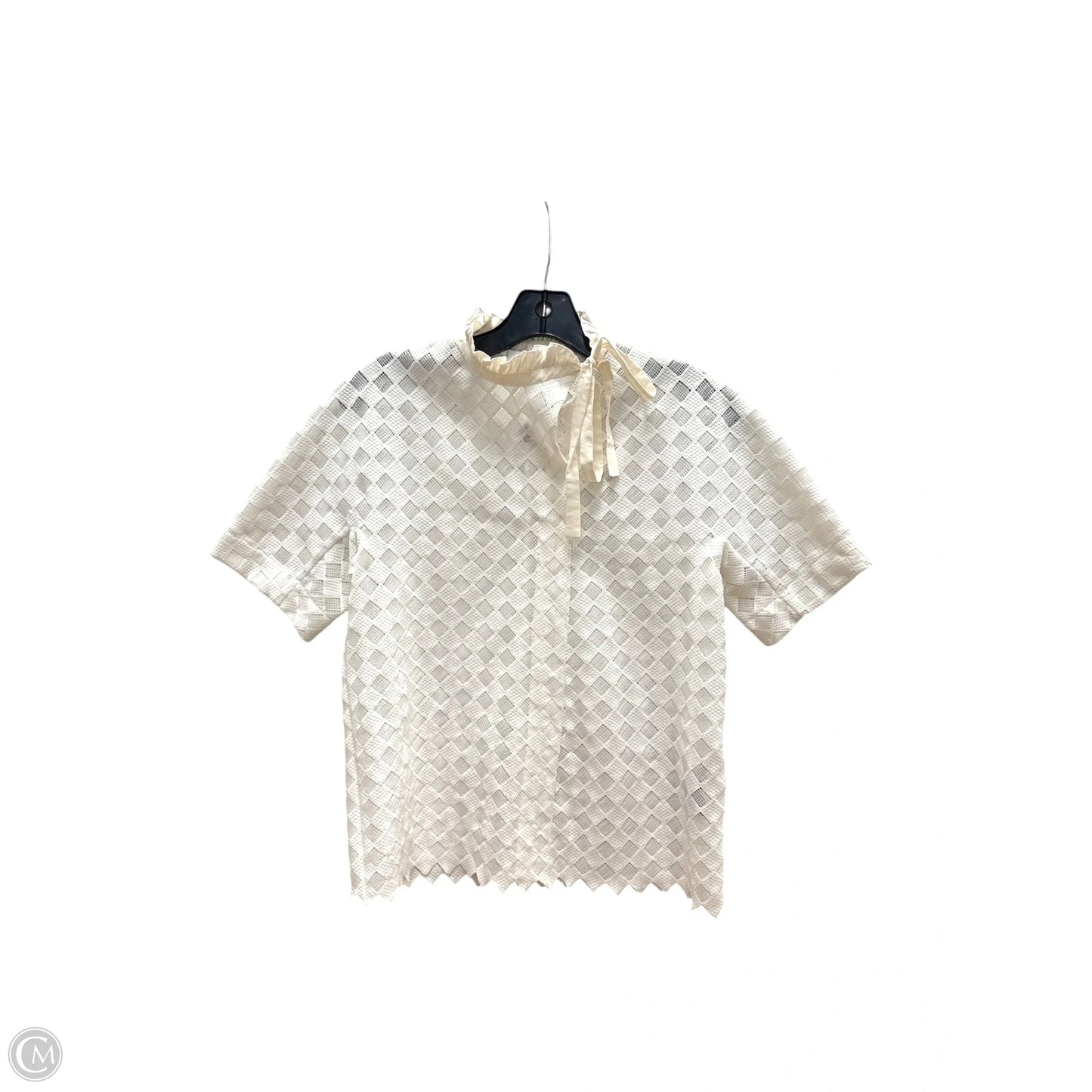 Top Short Sleeve Designer By Sandro In Ivory, Size: M