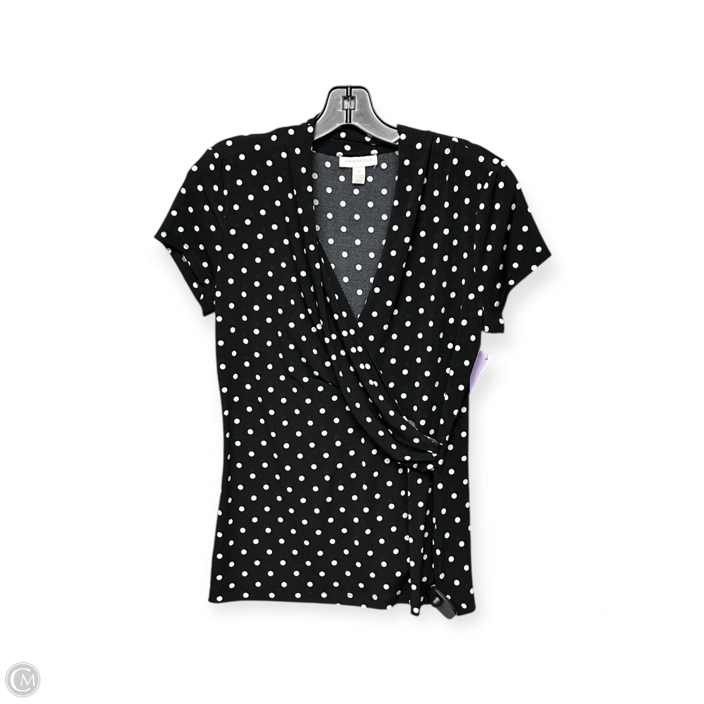 Top Short Sleeve By Charter Club In Polkadot Pattern, Size: M