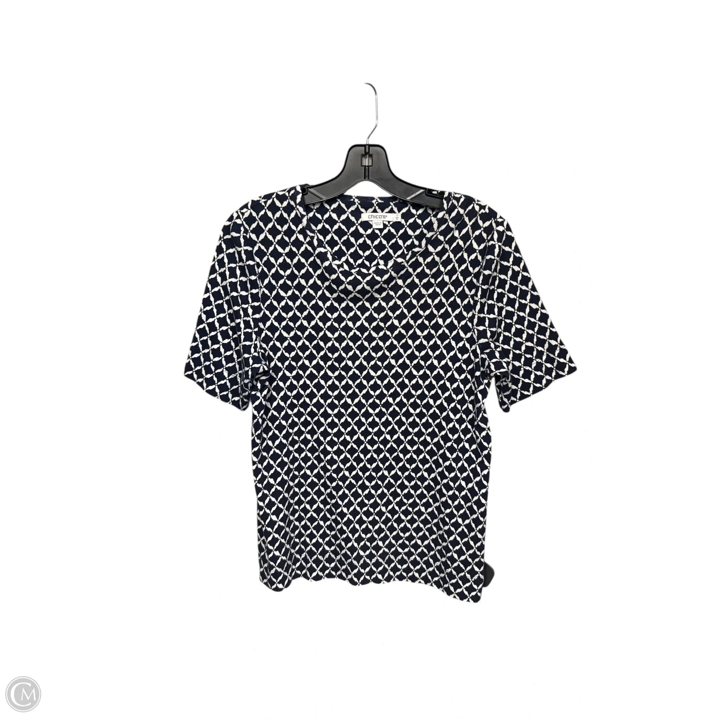 Top Short Sleeve By Chicos In Blue & White, Size: M