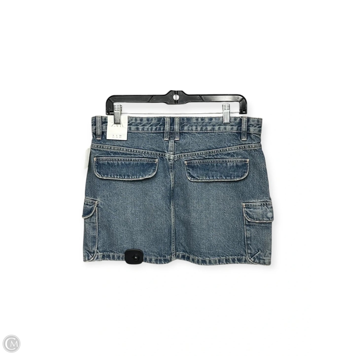 Skirt Mini & Short By Zara In Blue Denim, Size: L
