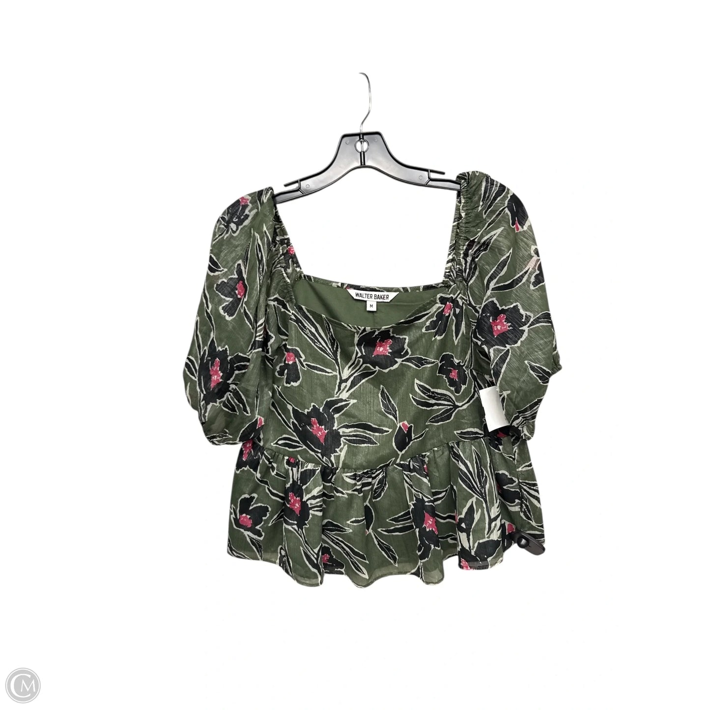 Top Short Sleeve By Walter Baker In Green & Pink, Size: M