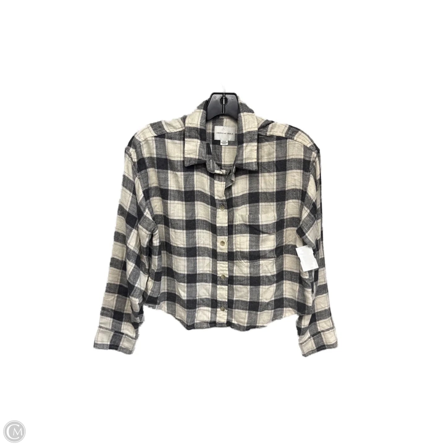 Top Long Sleeve By American Eagle In Plaid Pattern, Size: S