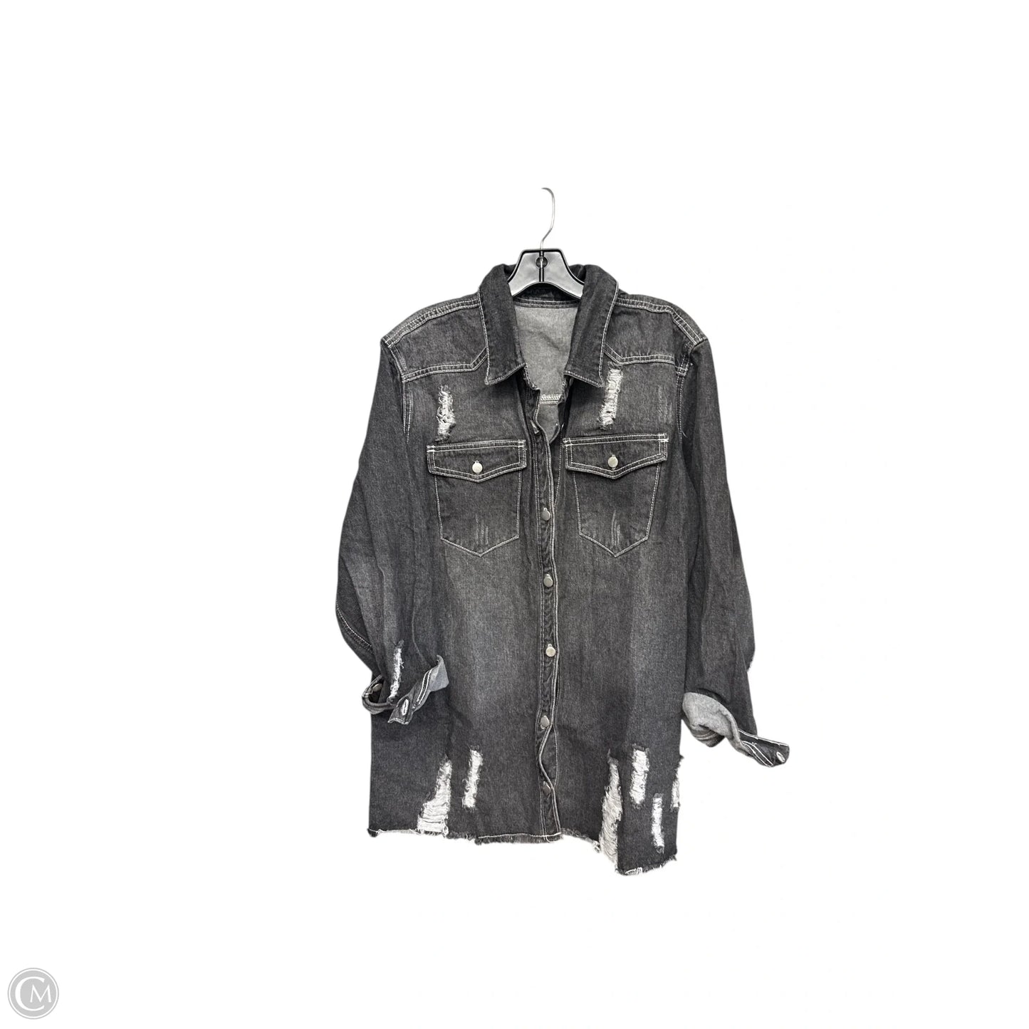 Jacket Denim By Clothes Mentor In Black Denim, Size: 2x