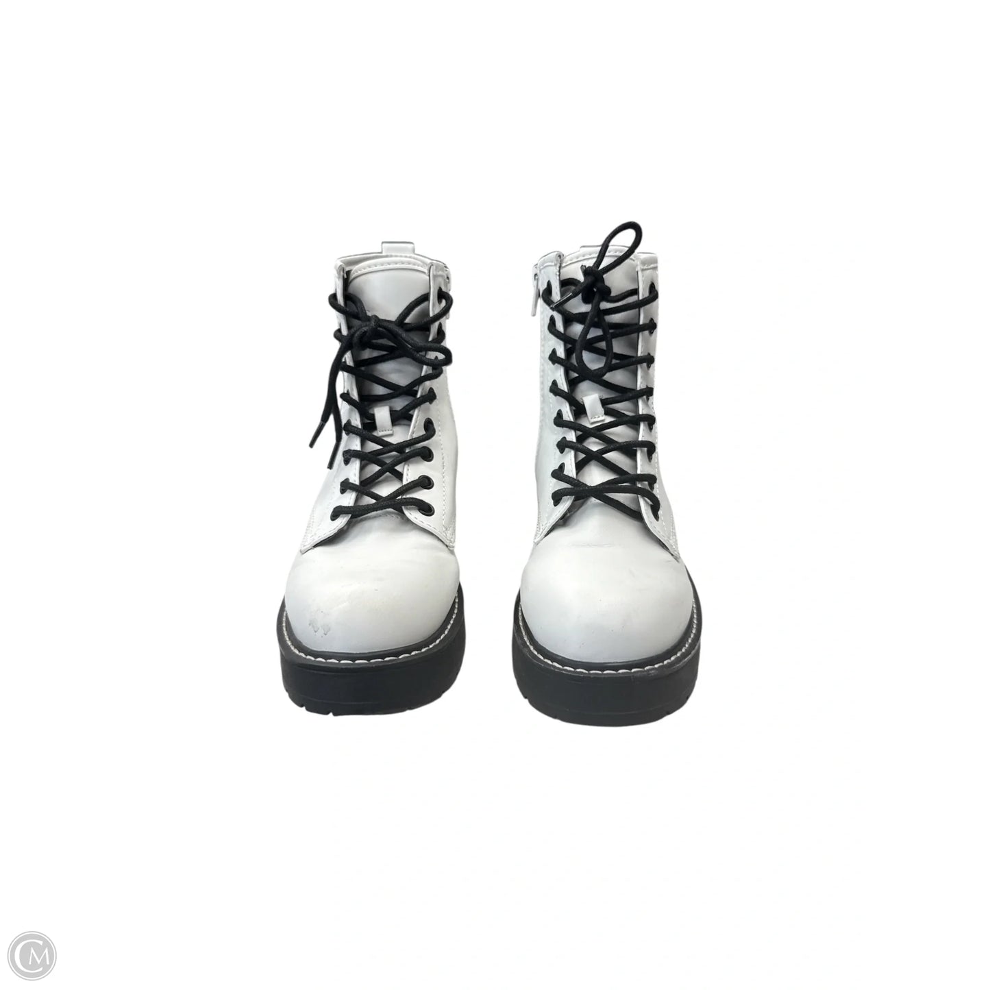 Boots Combat By Madden Girl In Black & White, Size: 6.5