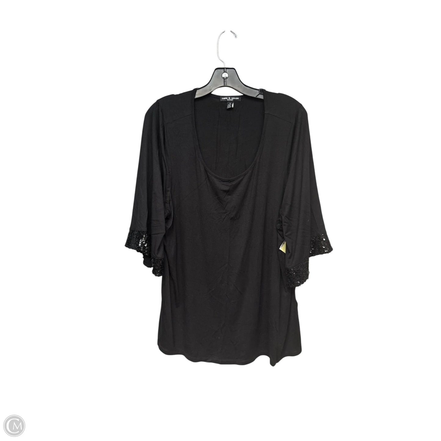 Top 3/4 Sleeve By Cable And Gauge In Black, Size: 2x