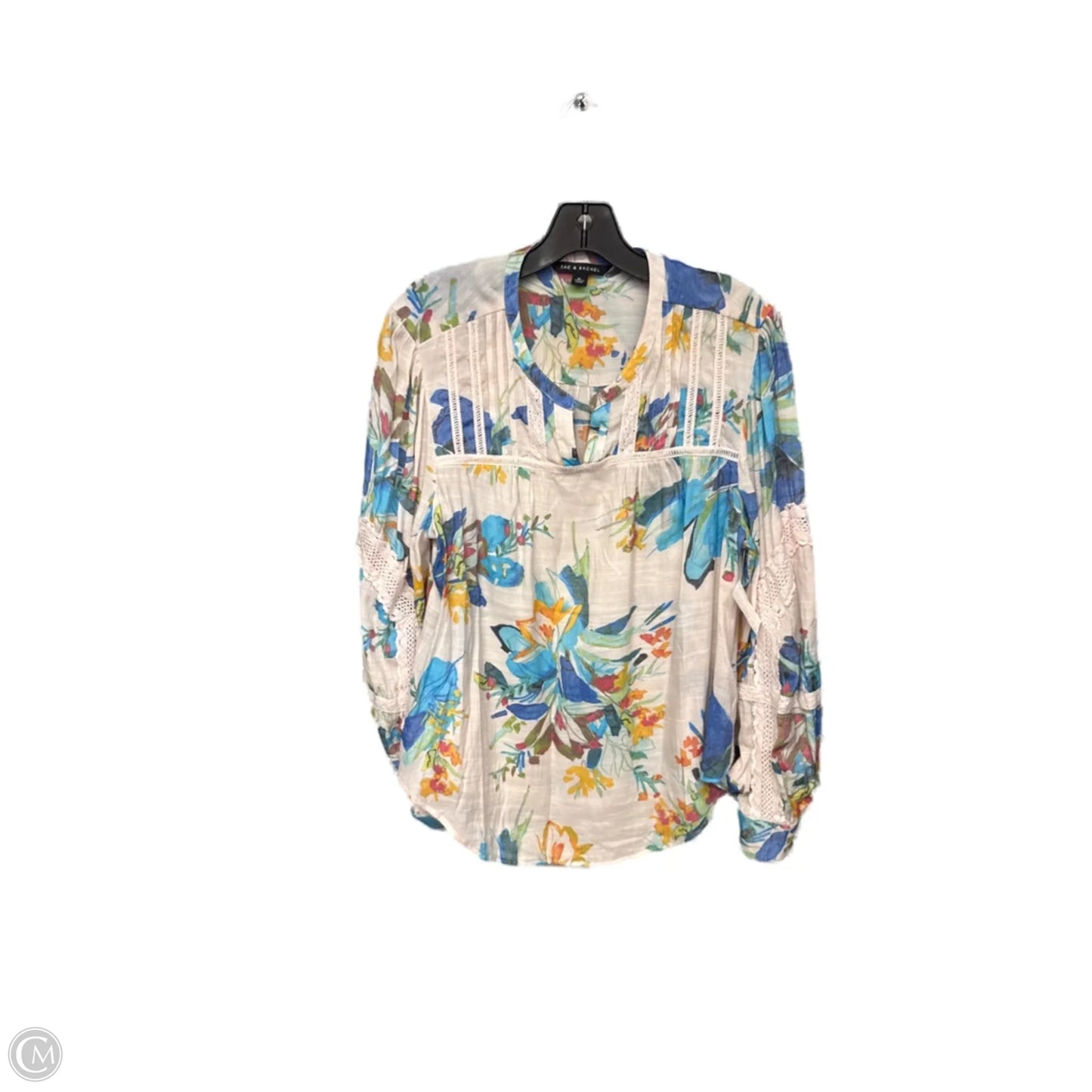 Top Long Sleeve By Zac And Rachel In Blue & Pink, Size: Xl
