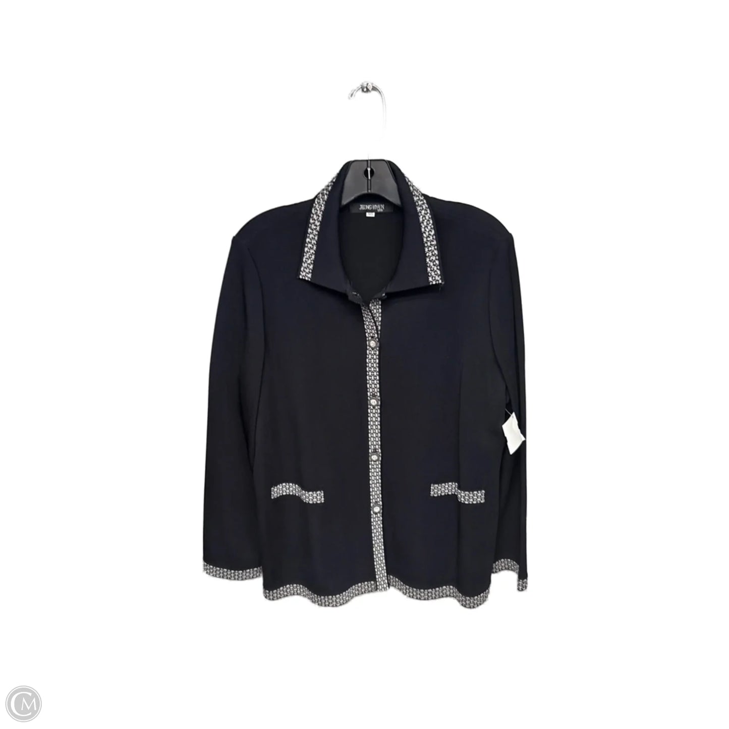 Cardigan By Clothes Mentor In Black & Silver, Size: L