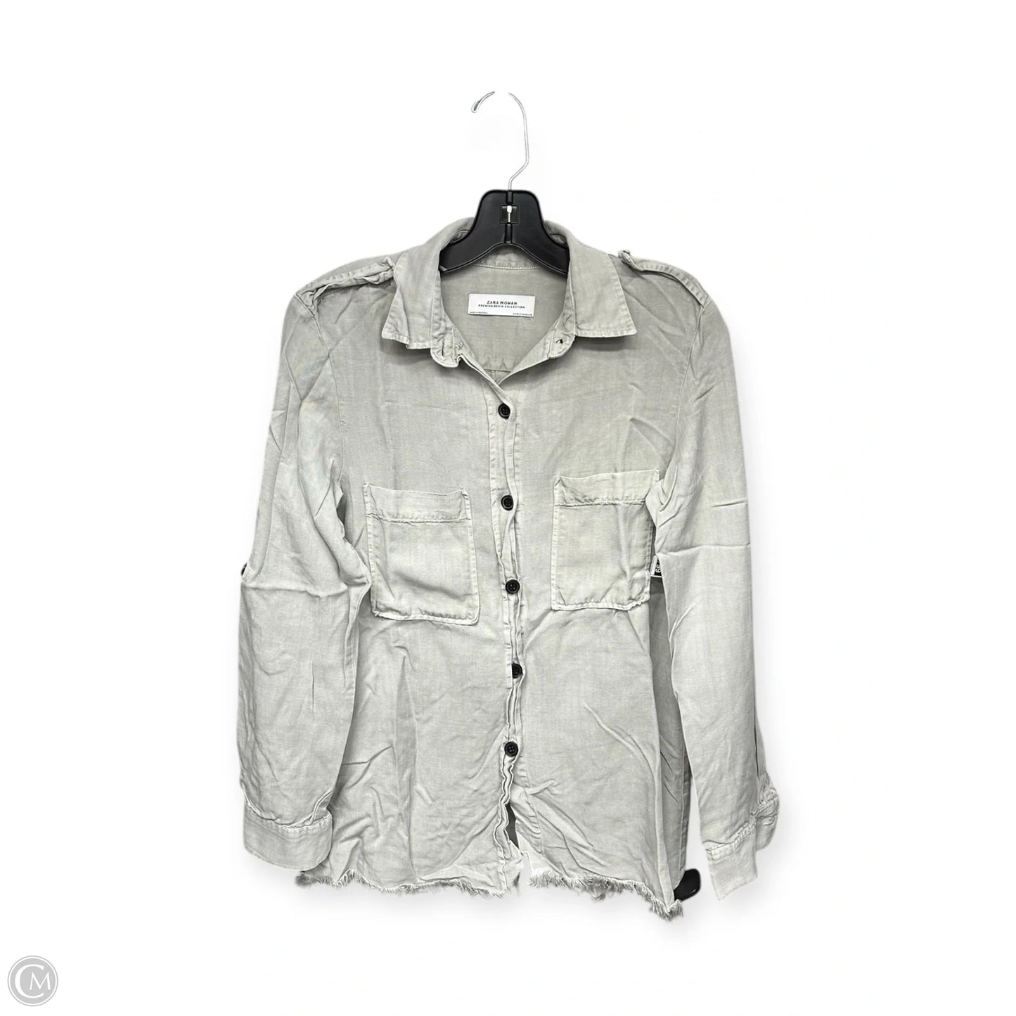 Top Long Sleeve By Zara In Grey, Size: M