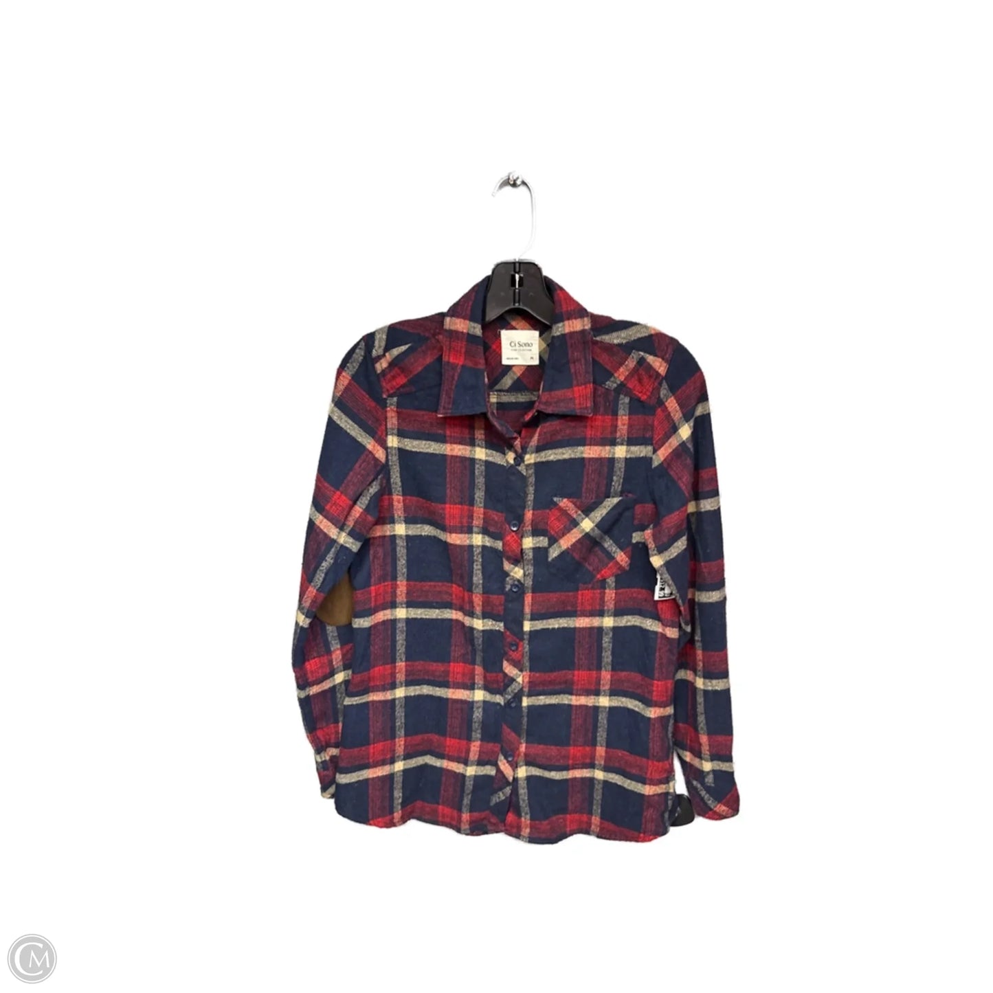 Top Long Sleeve By Ci Sono In Plaid Pattern, Size: M