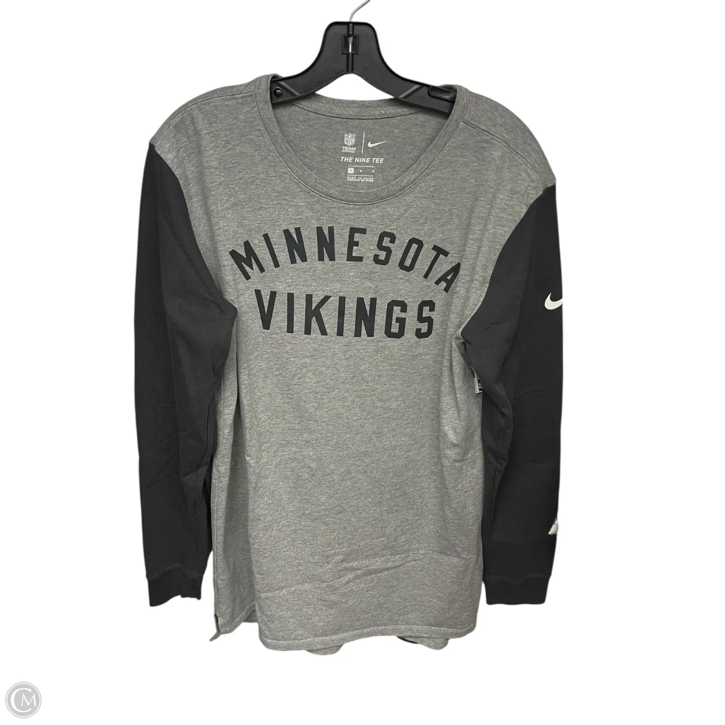 Athletic Top Long Sleeve Crewneck By Nike Apparel In Black & Grey, Size: M