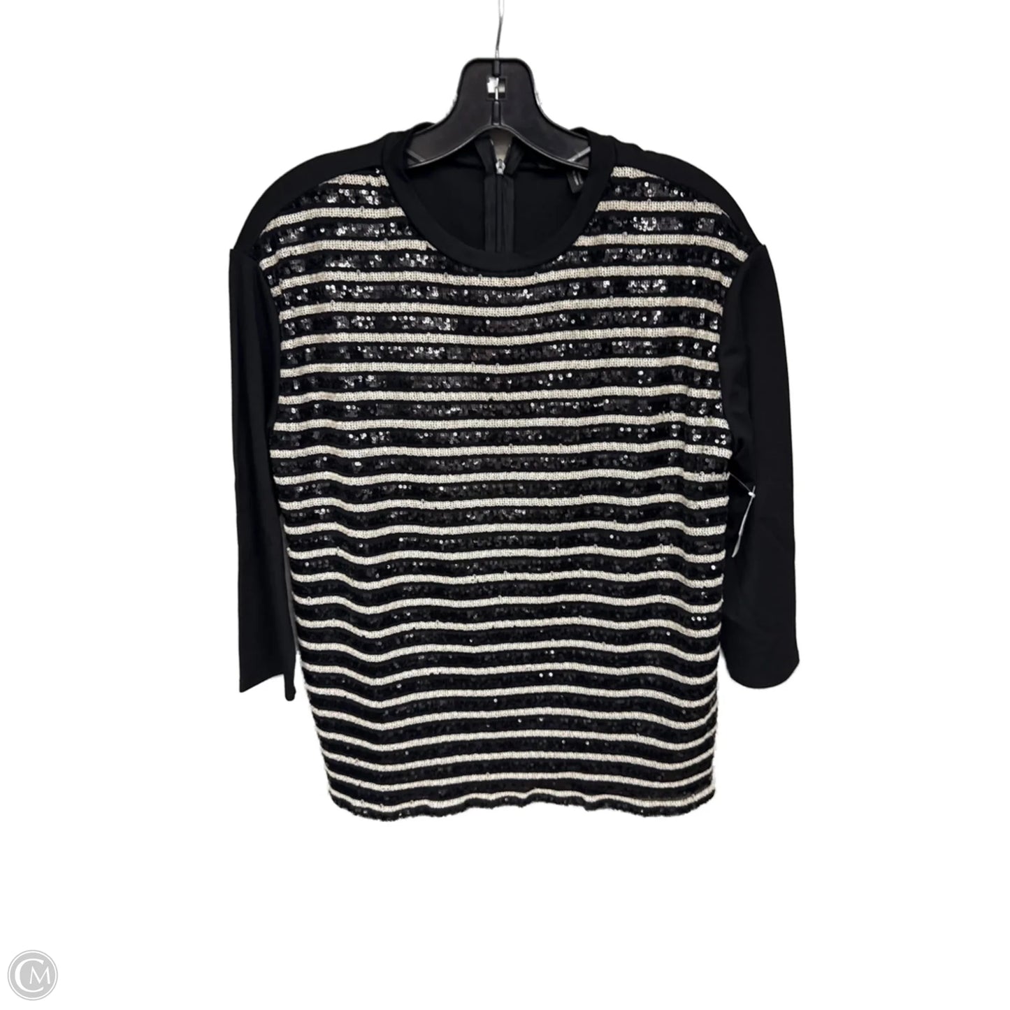 Top 3/4 Sleeve Designer By Max Mara In Striped Pattern