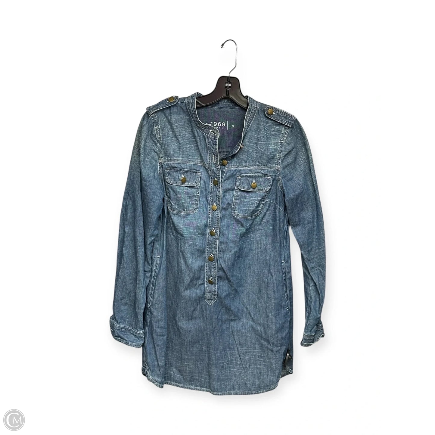 Tunic Long Sleeve By Gap In Blue Denim, Size: S