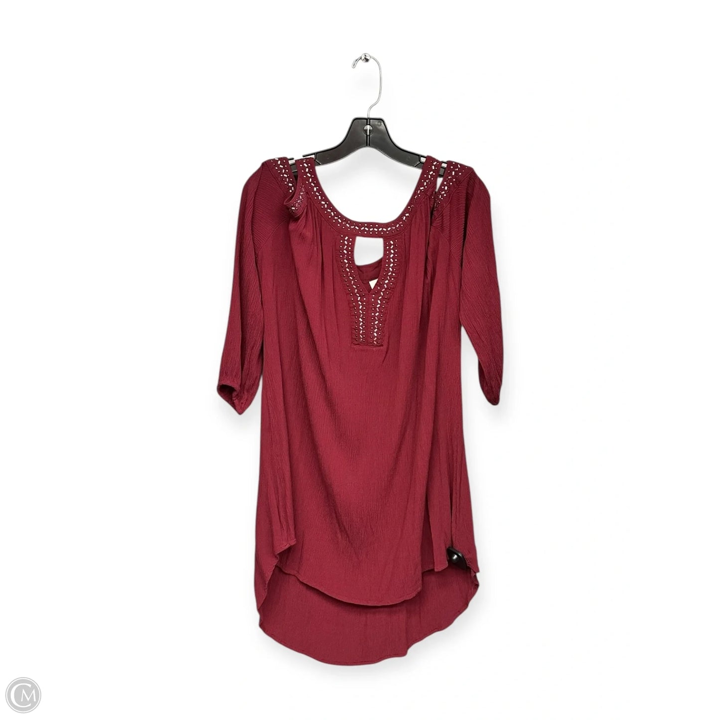 Top 3/4 Sleeve By Knox Rose In Maroon, Size: Xxl