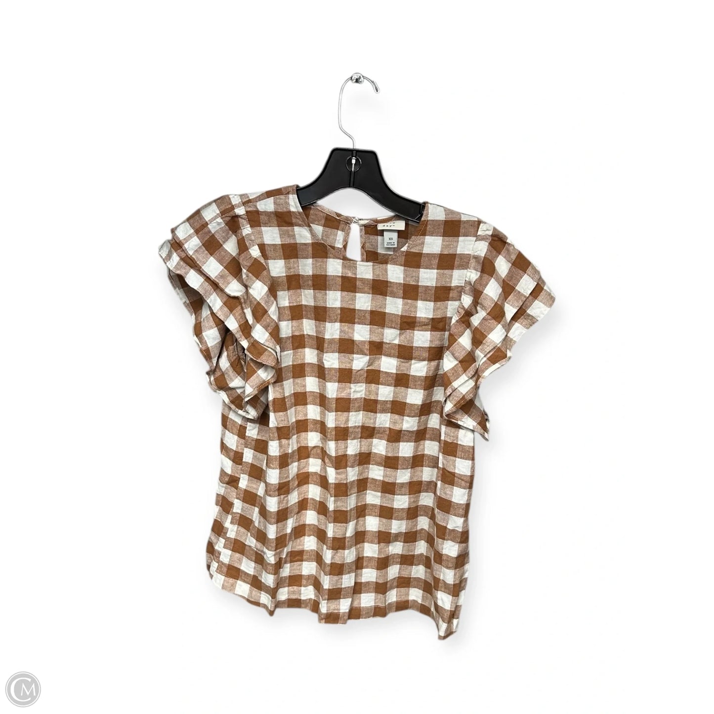 Top Short Sleeve By A New Day In Checkered Pattern, Size: Xs