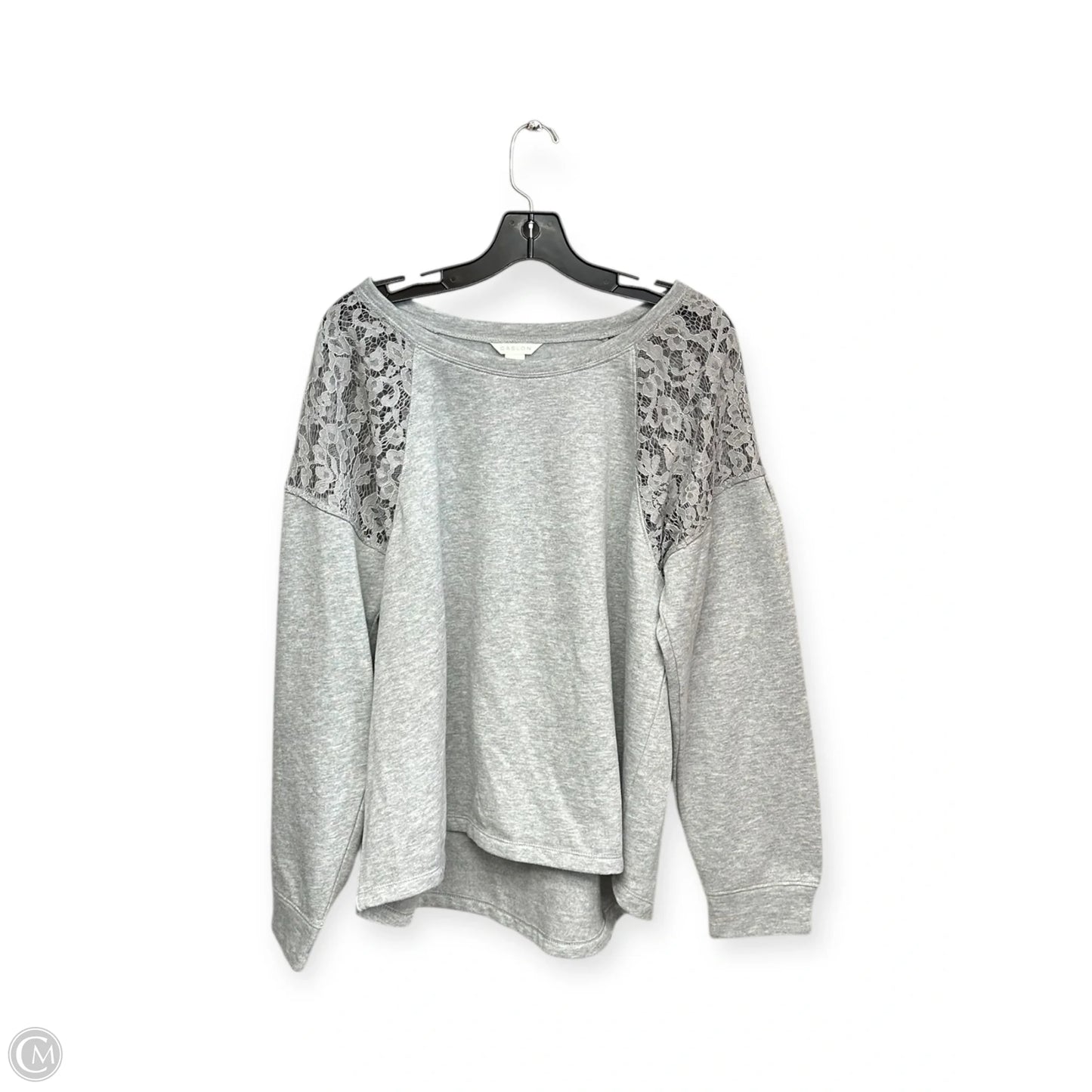 Top Long Sleeve By Caslon In Grey, Size: L