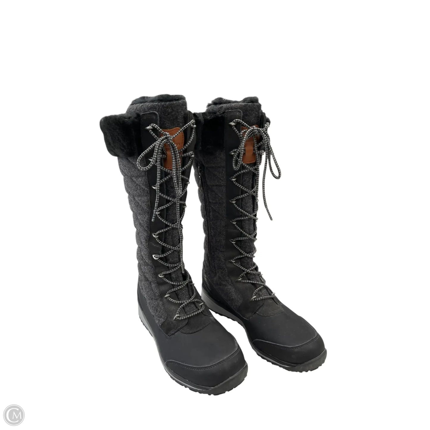 Boots Knee Flats By Clothes Mentor In Black & Grey, Size: 9