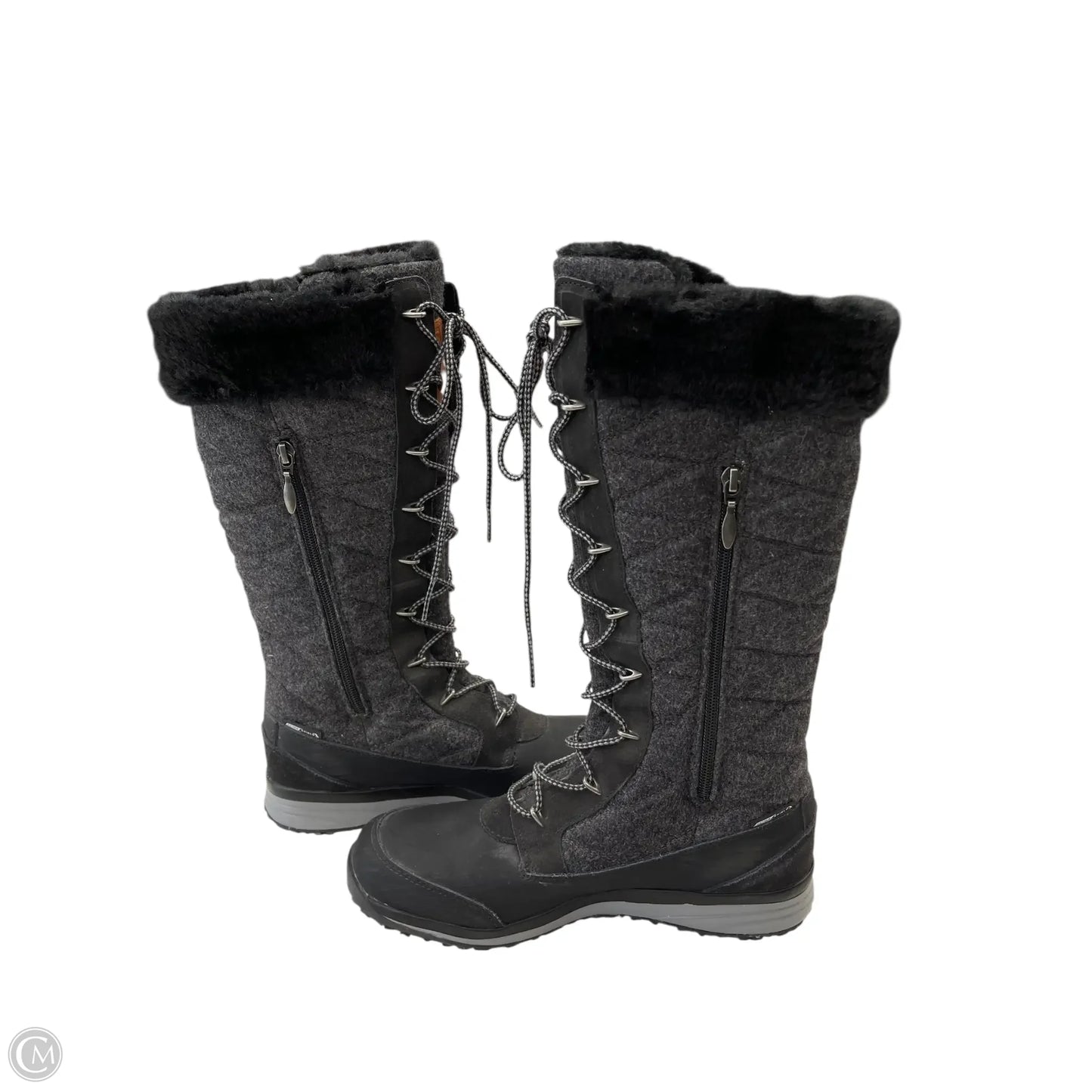 Boots Knee Flats By Clothes Mentor In Black & Grey, Size: 9