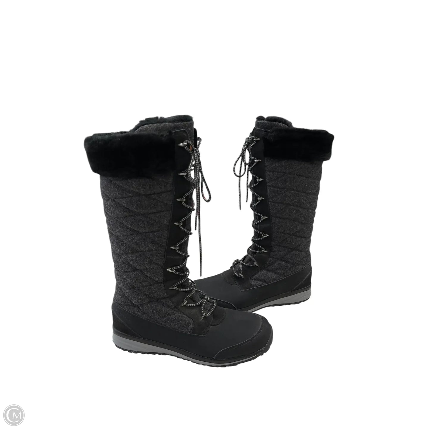 Boots Knee Flats By Clothes Mentor In Black & Grey, Size: 9