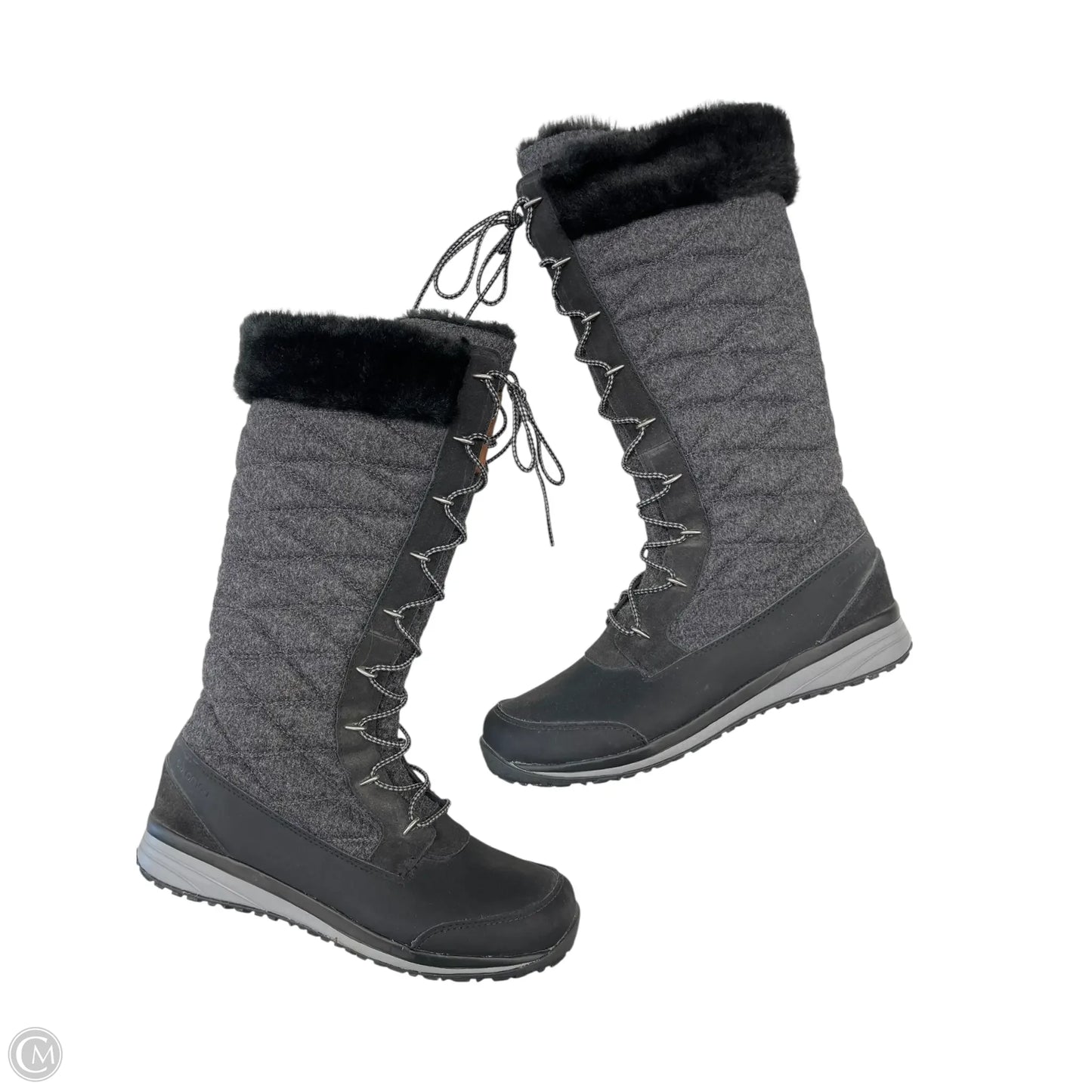 Boots Knee Flats By Clothes Mentor In Black & Grey, Size: 9