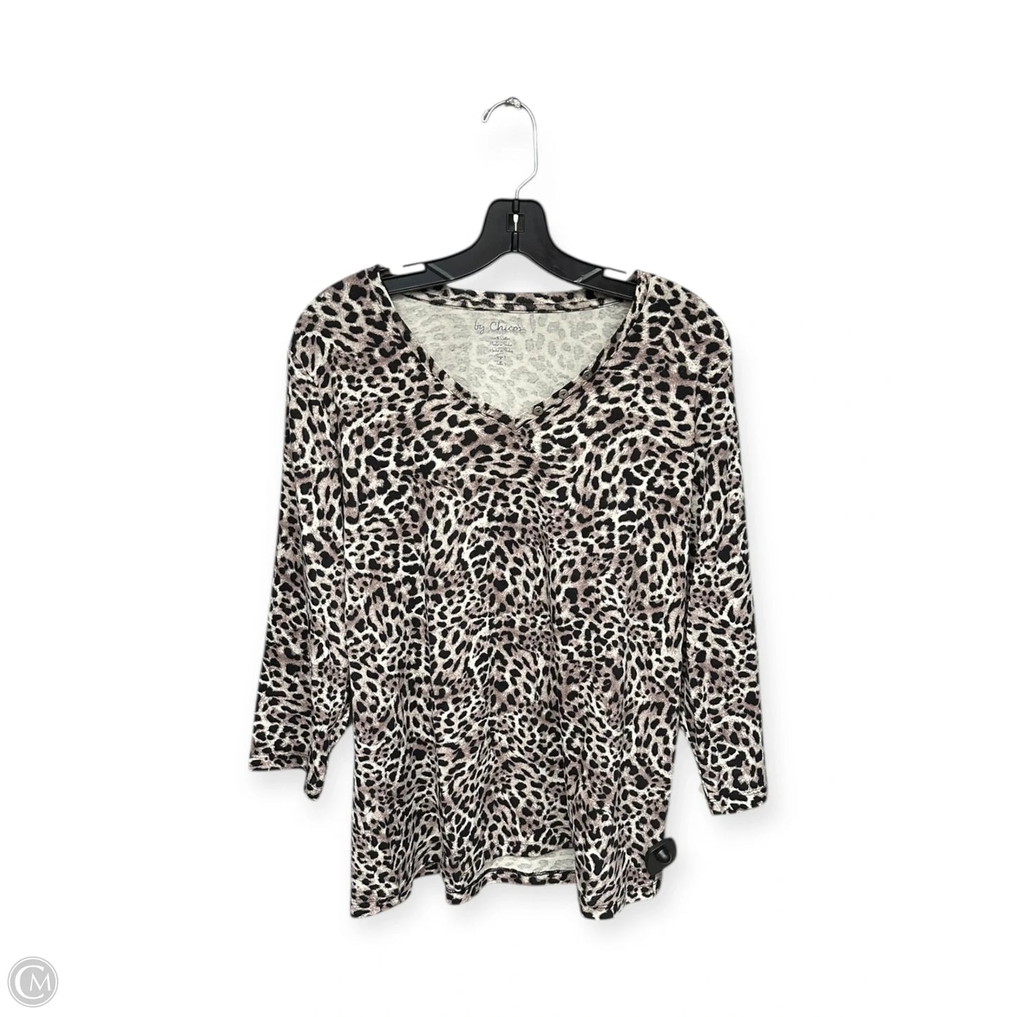 Top 3/4 Sleeve By Chicos In Animal Print, Size: Xl
