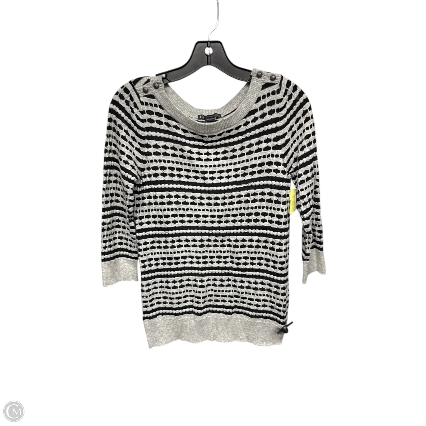 Top 3/4 Sleeve By Armani Exchange In Black & Grey, Size: L