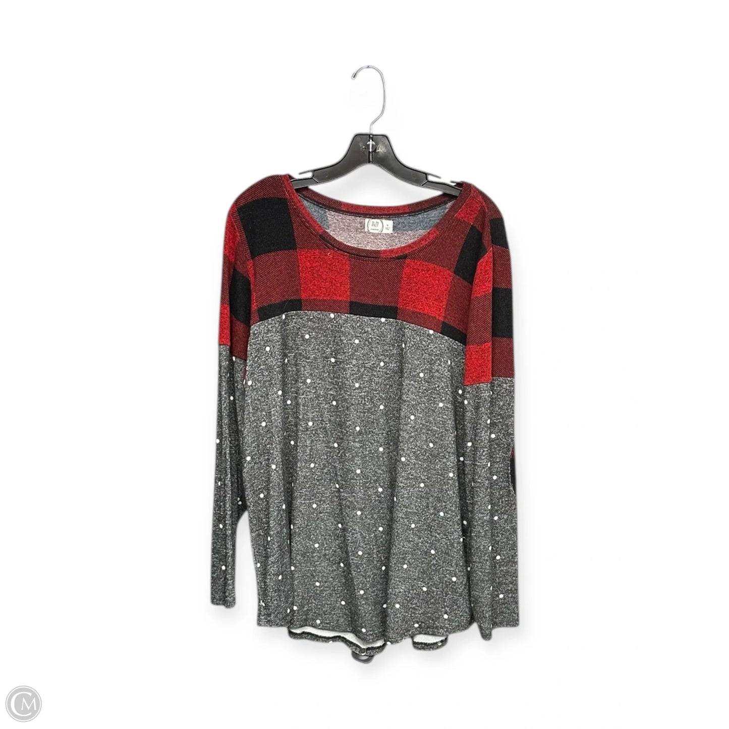 Top Long Sleeve By Maurices In Grey & Red, Size: 1x