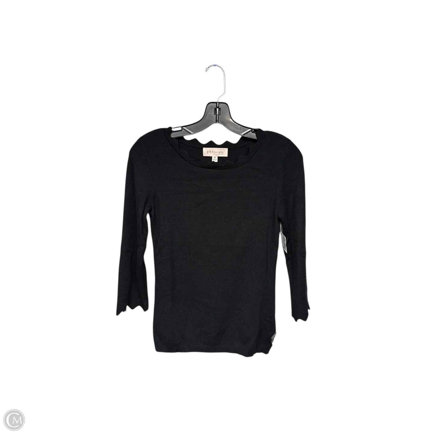 Top 3/4 Sleeve By Philosophy In Black, Size: Xs
