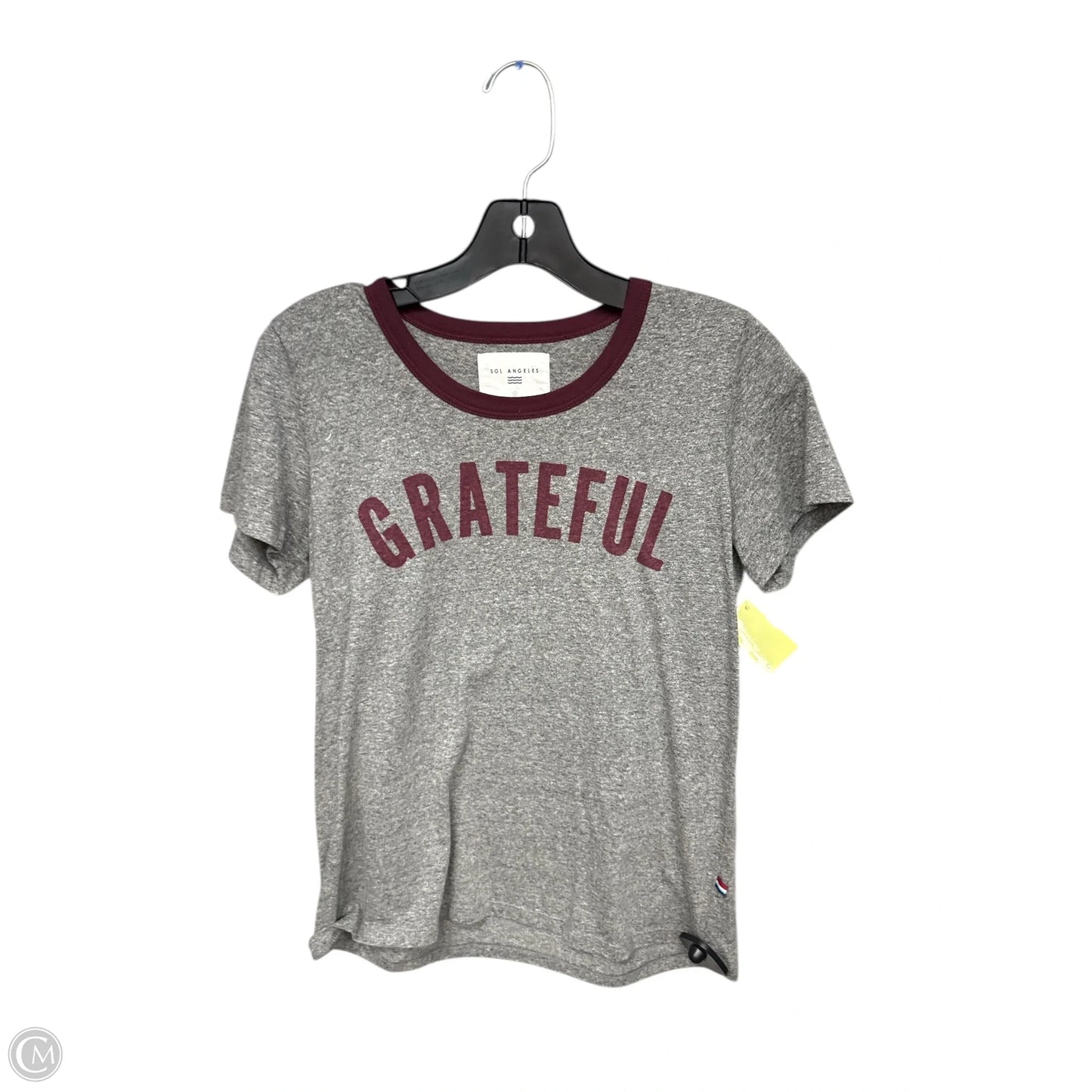 Top Short Sleeve Basic By Sol Angeles In Grey & Red, Size: S