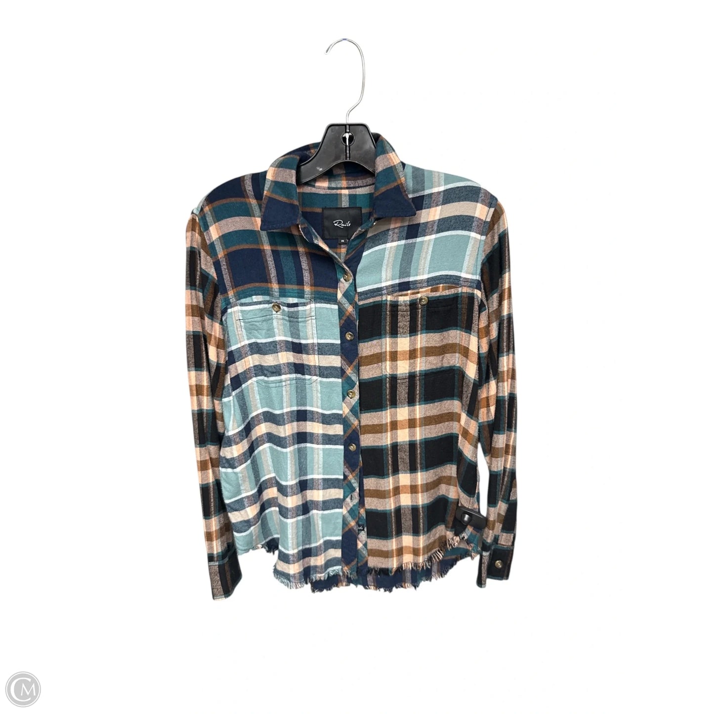 Top Long Sleeve By Rails In Plaid Pattern, Size: Xs
