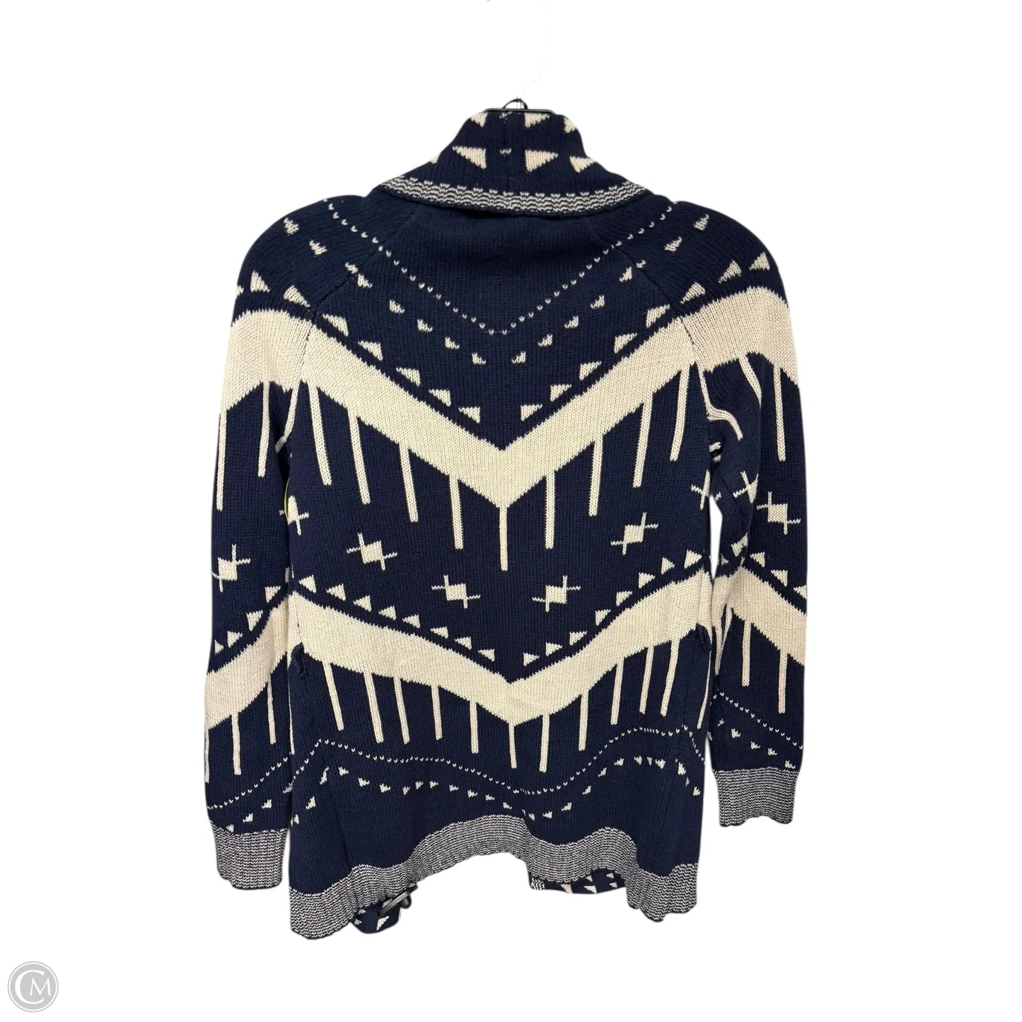 Sweater Cardigan By Olive And Oak In Blue & Cream, Size: S