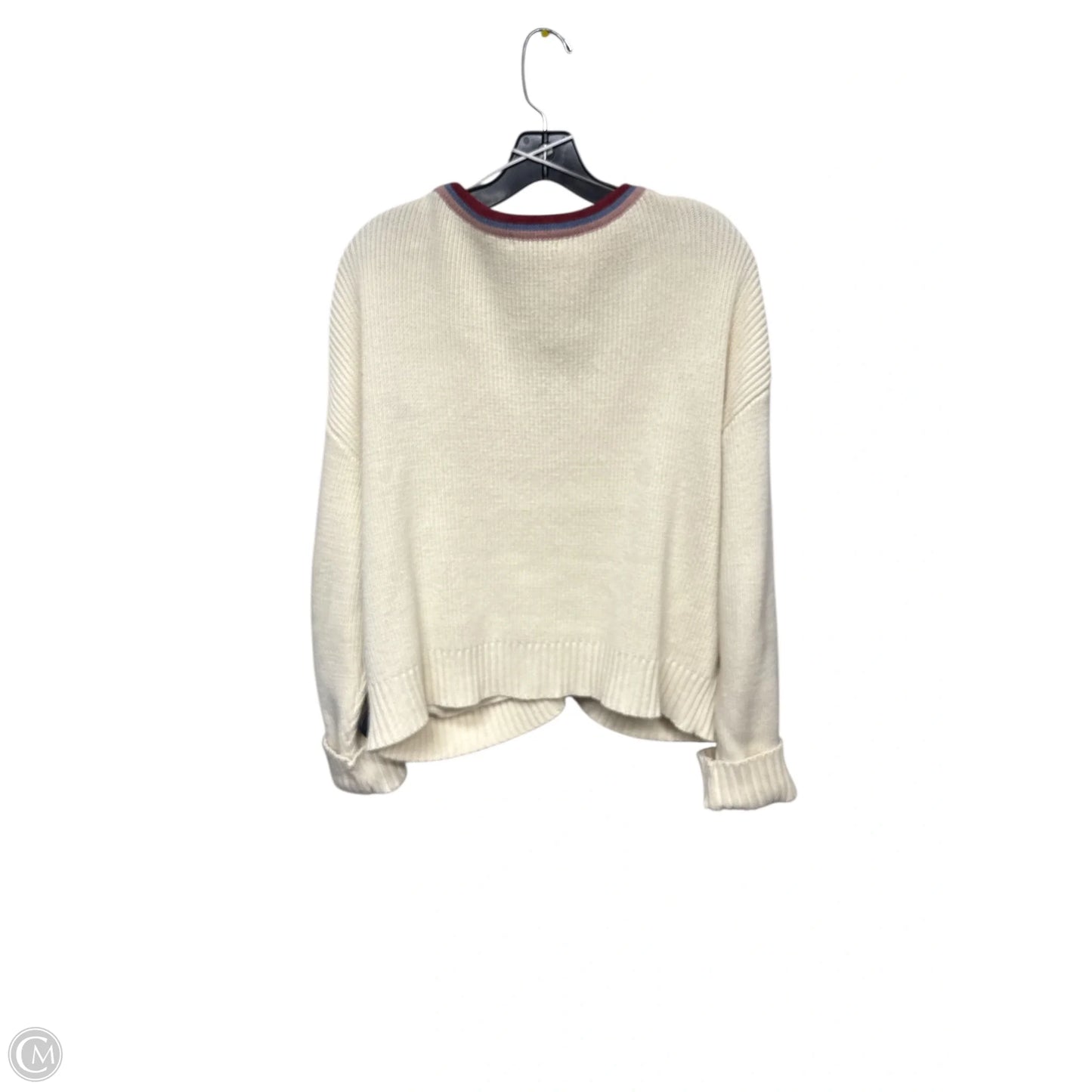 Sweater Cardigan By Cmc In Cream & Red, Size: Xl