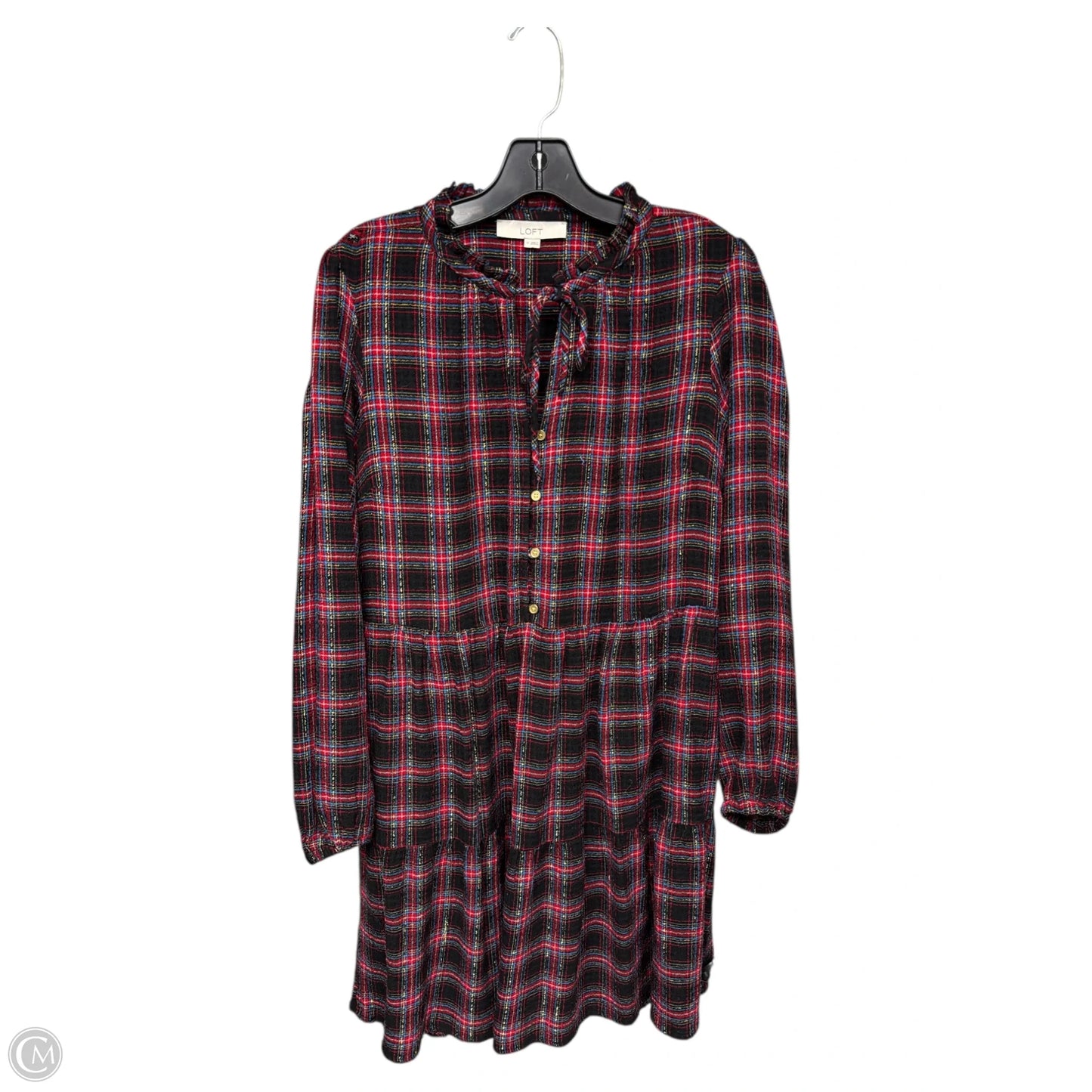 Dress Party Midi By Loft In Plaid Pattern, Size: M