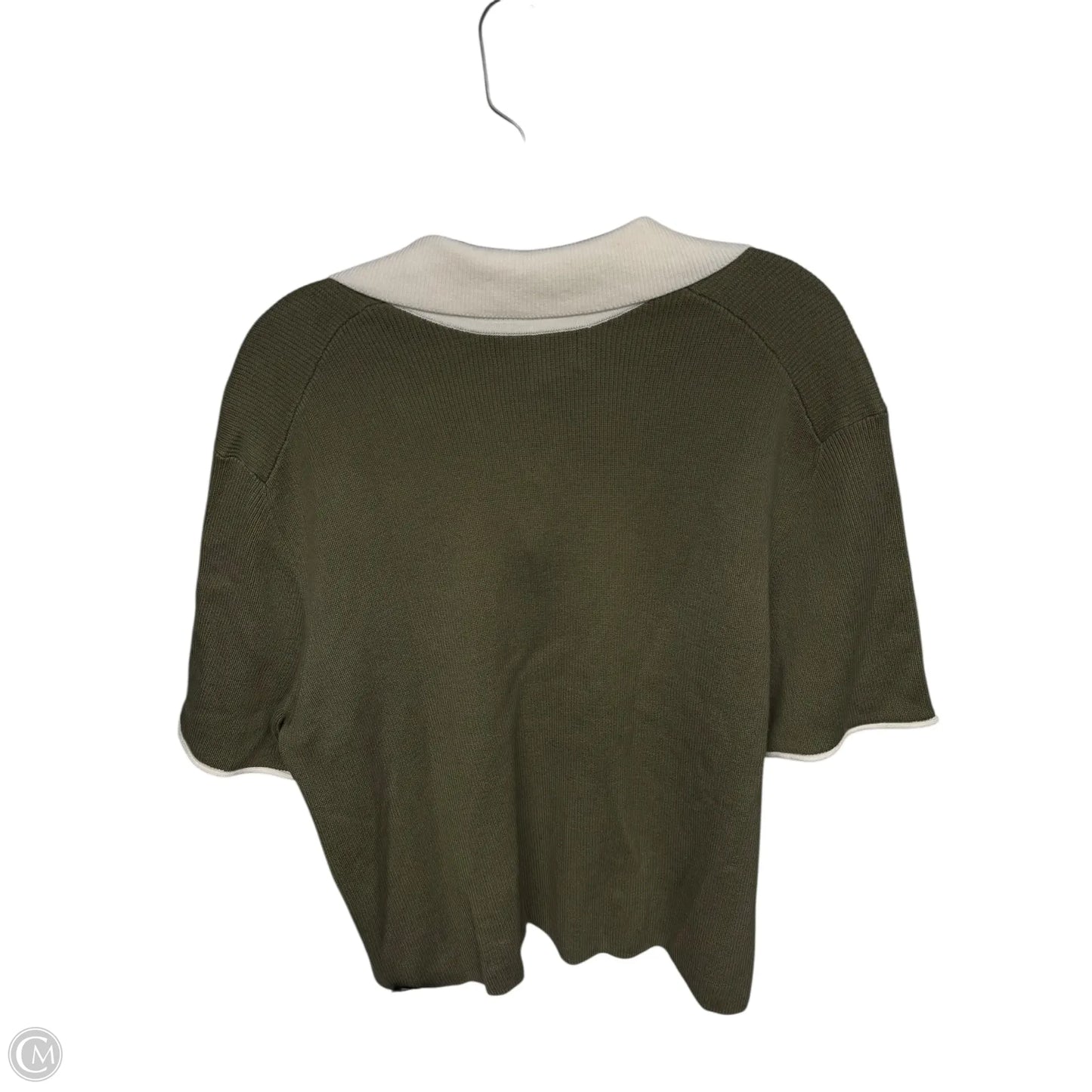 Sweater Short Sleeve By Banana Republic In Green & White, Size: Xl