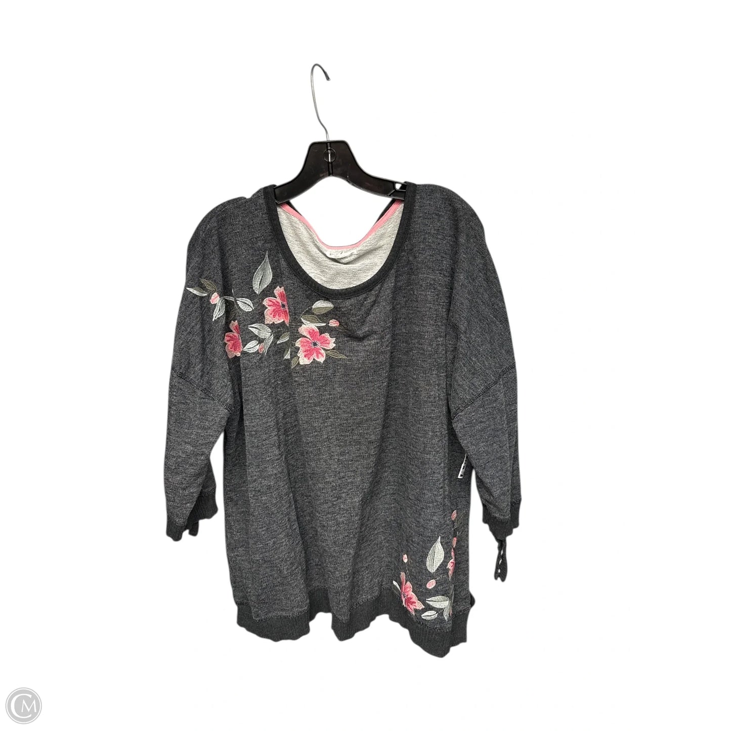 Top Long Sleeve By Maurices In Grey & Pink, Size: 3x