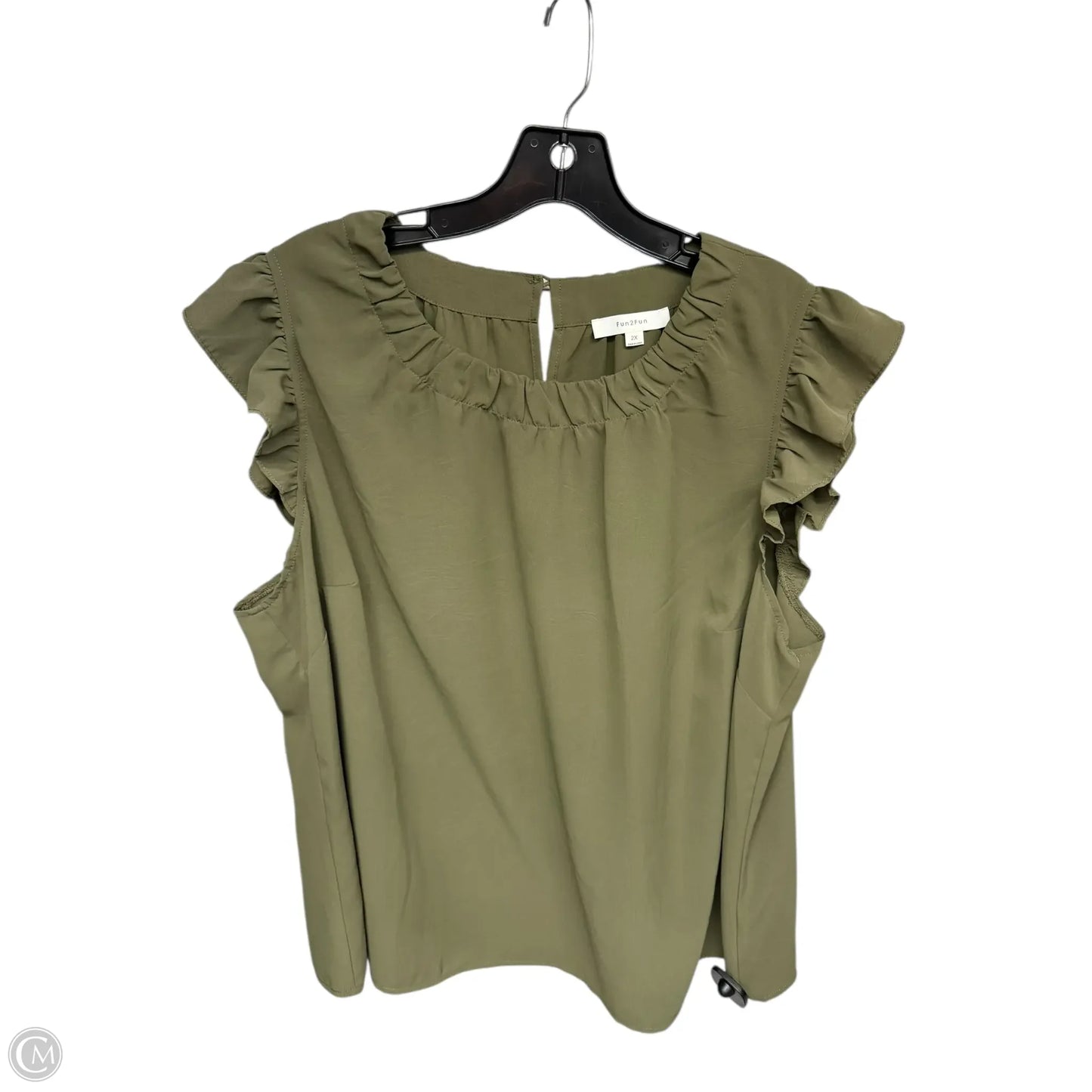 Top Sleeveless By Clothes Mentor In Green, Size: 2x