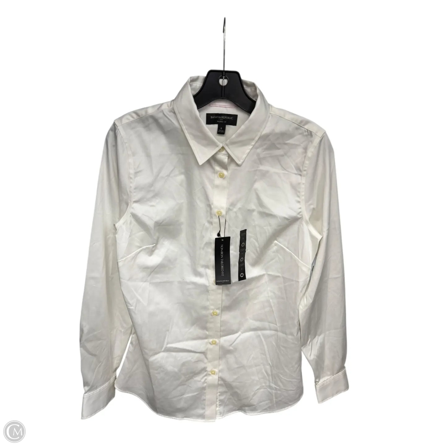 Top Long Sleeve By Banana Republic In White, Size: 8