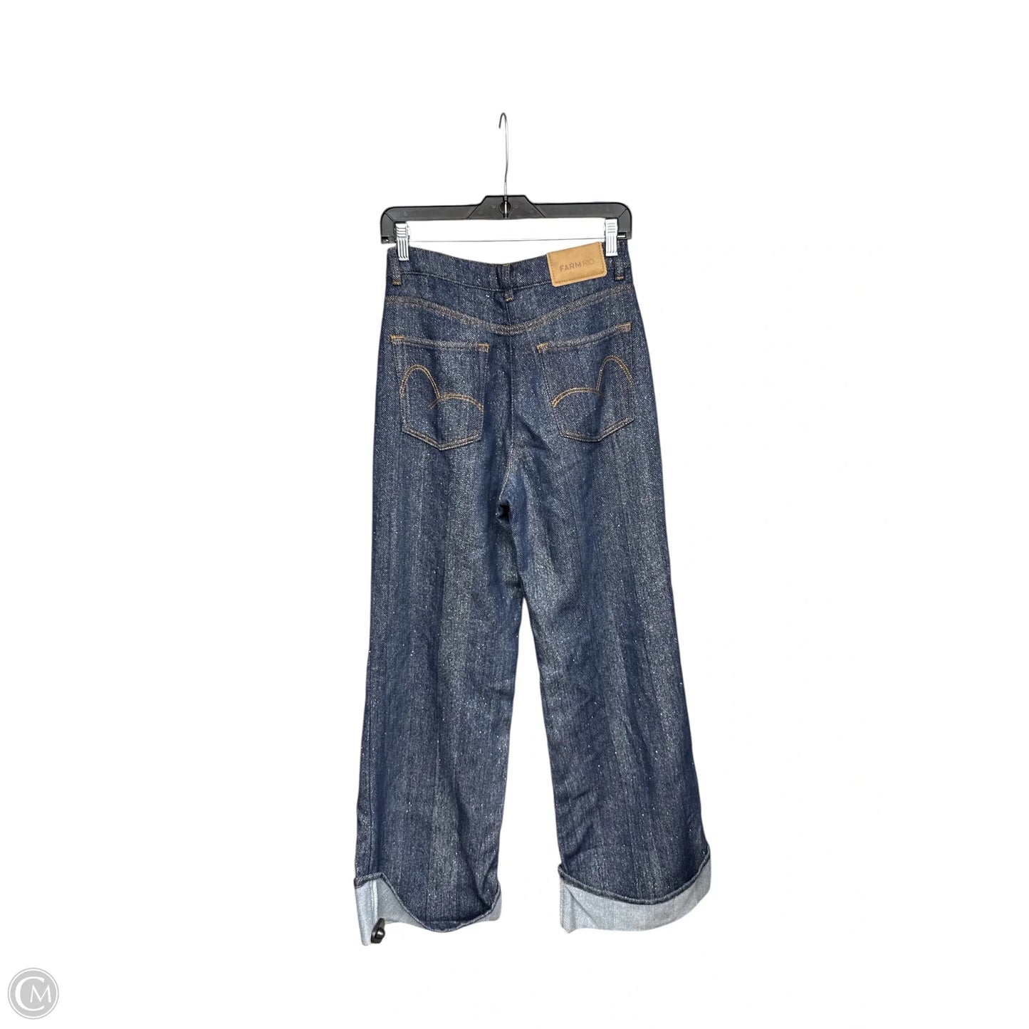 Jeans Wide Leg By Farm Rio In Blue Denim, Size: 26