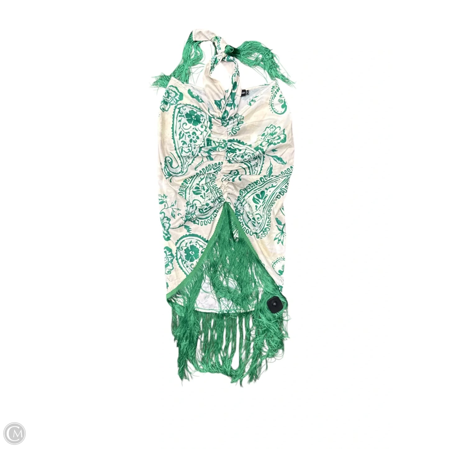 Dress Casual Midi By Pretty Little Thing In Cream & Green, Size: 4