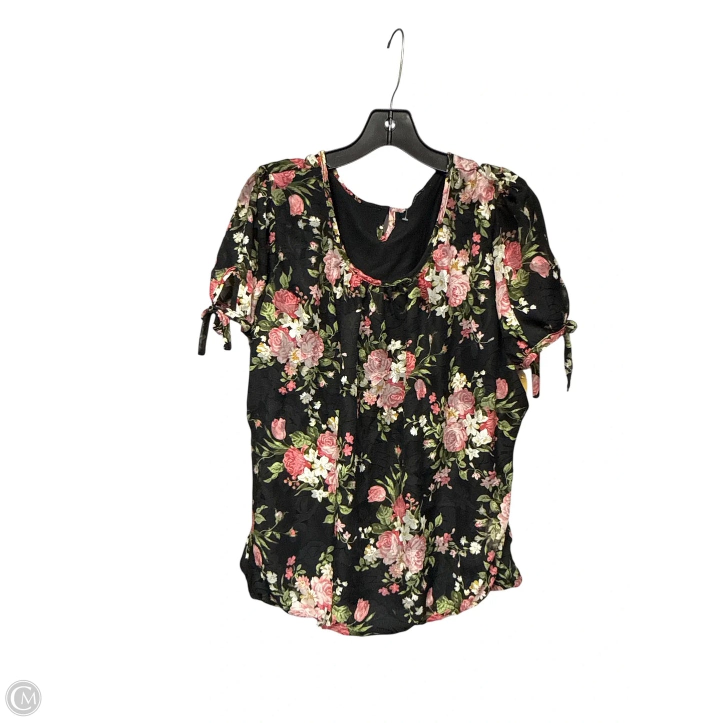 Top Short Sleeve By Tamara H In Black & Pink, Size: L