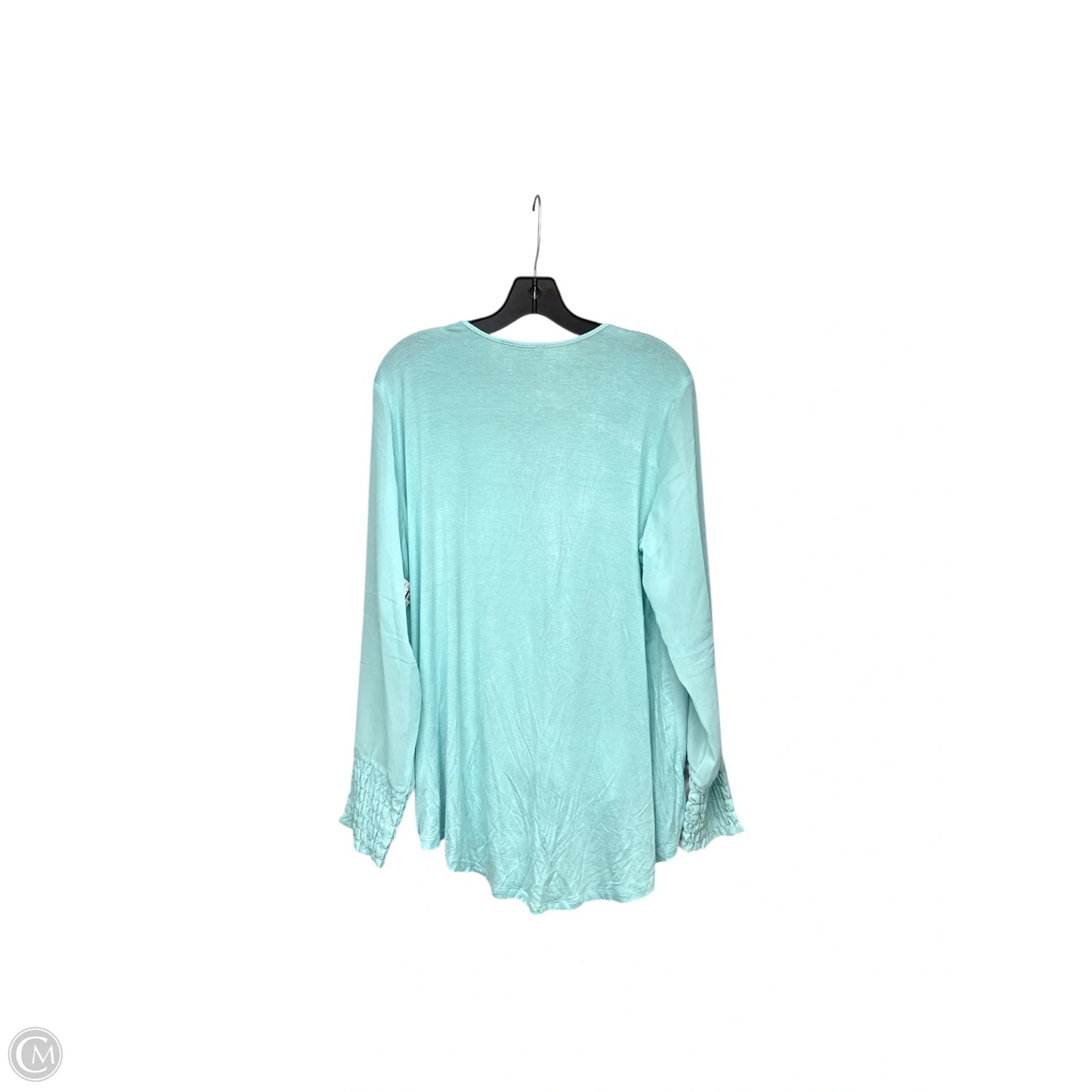 Top Long Sleeve By Dg2 In Aqua, Size: L