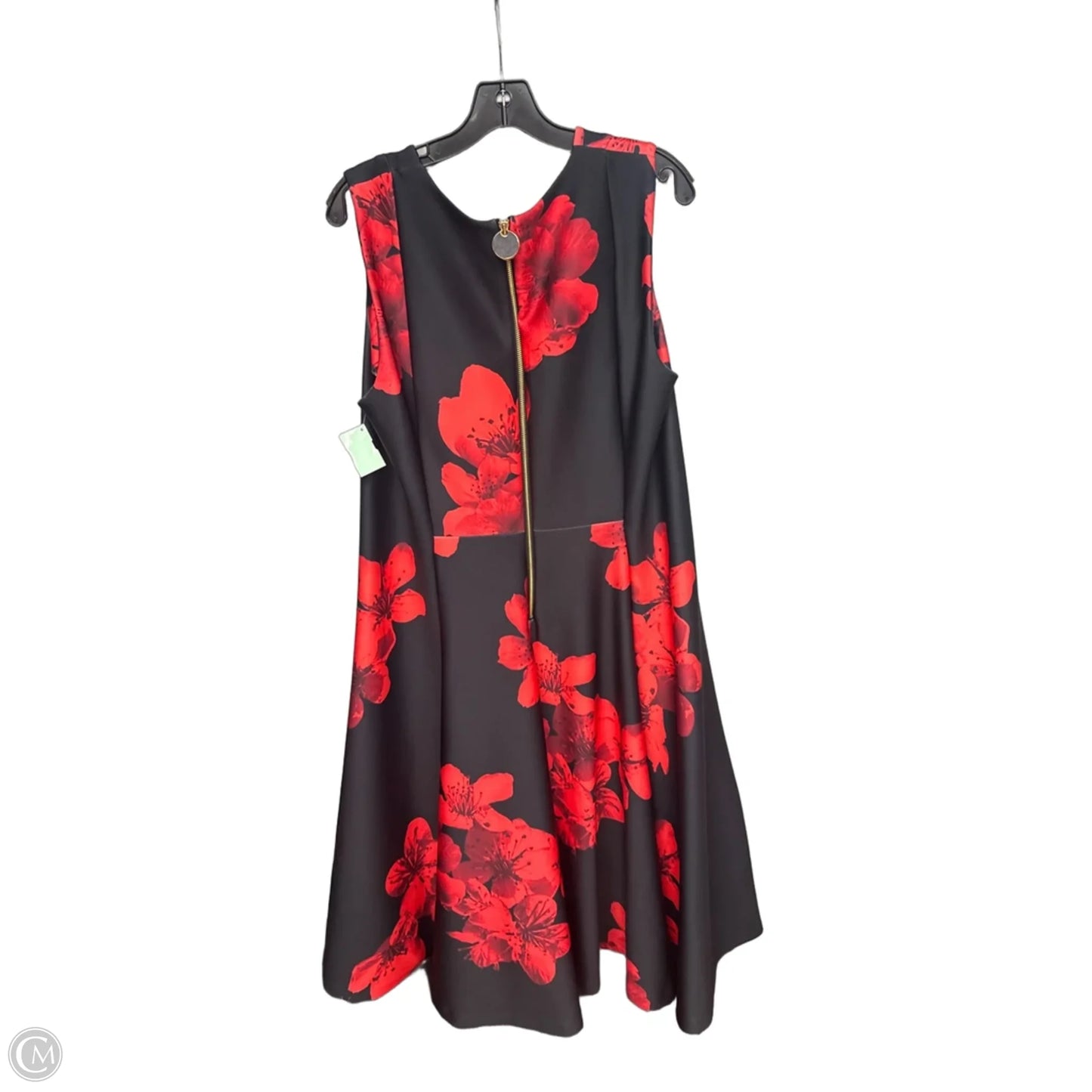 Dress Party Midi By Calvin Klein In Black & Red, Size: 16