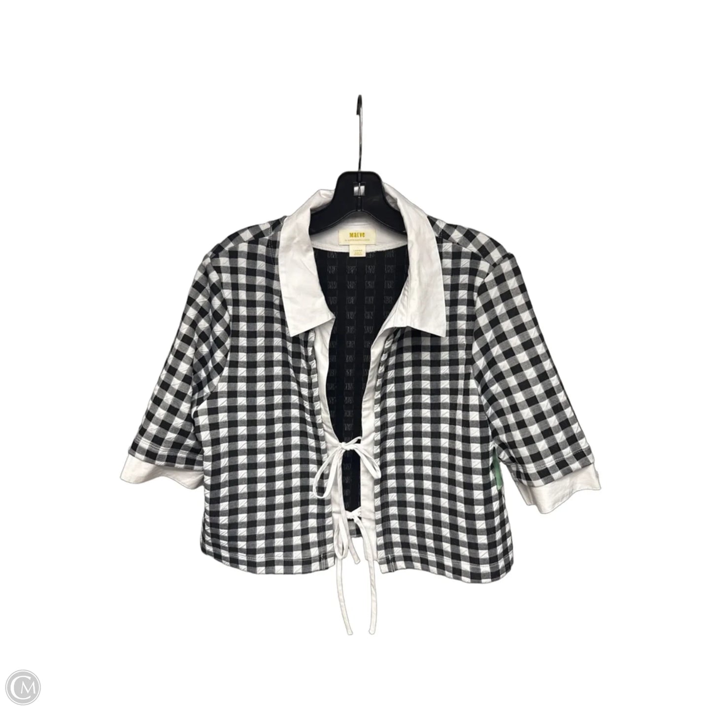 Top Short Sleeve By Maeve In Checkered Pattern, Size: L