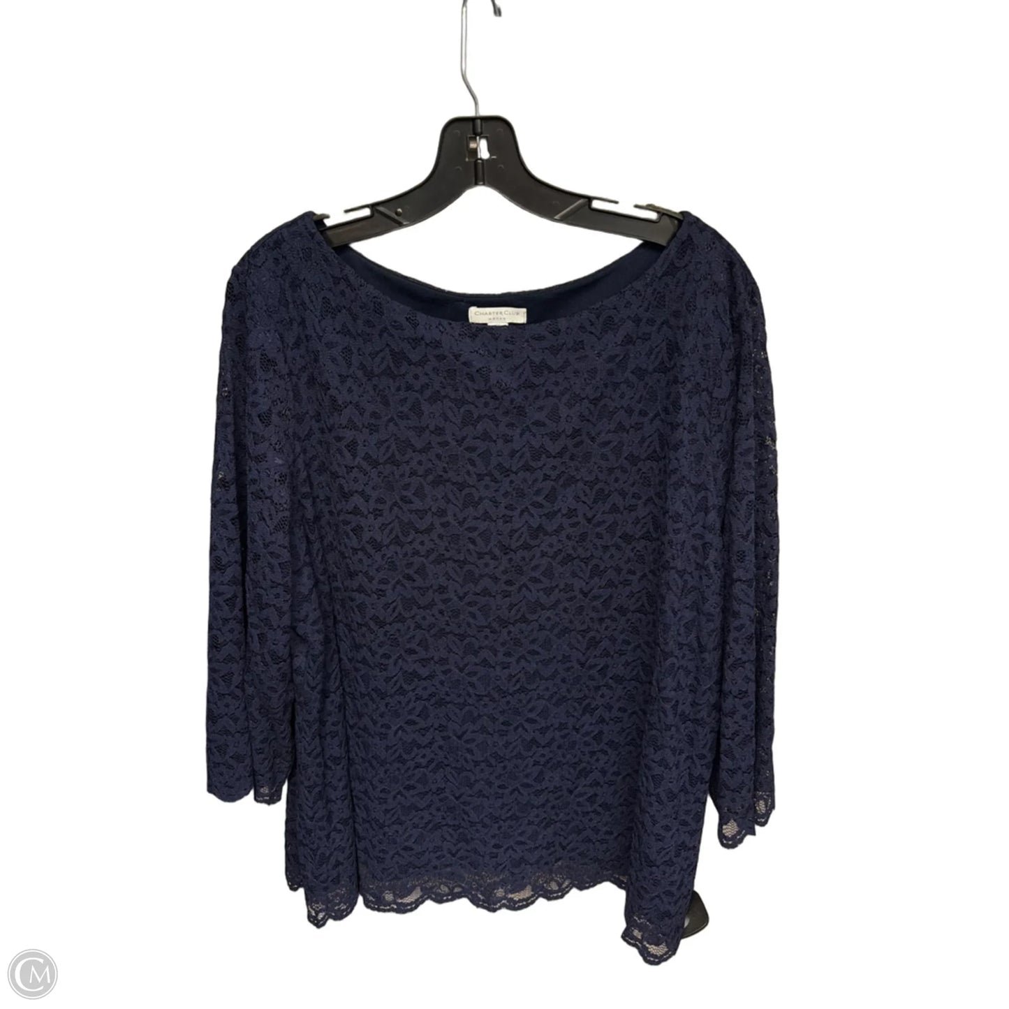 Blouse Long Sleeve By Charter Club In Navy, Size: 2x