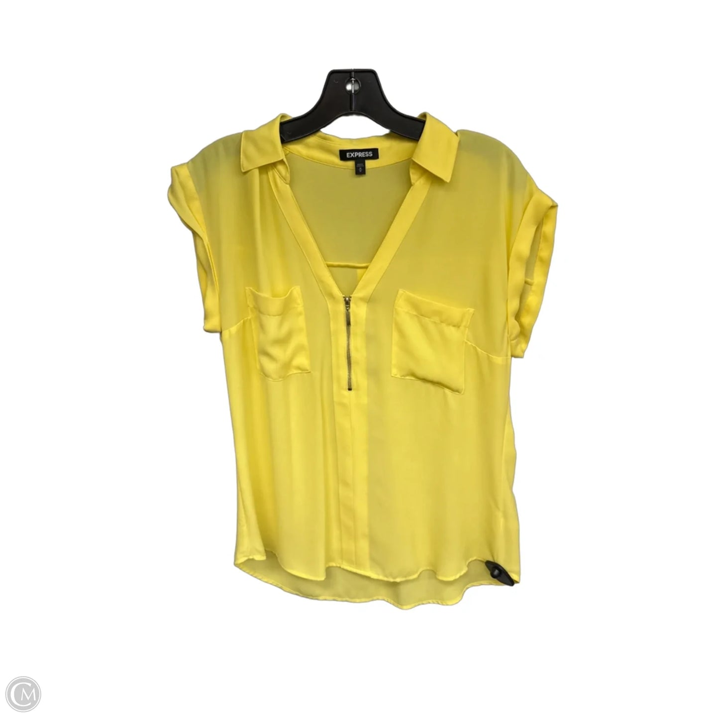 Top Short Sleeve By Express In Yellow, Size: M