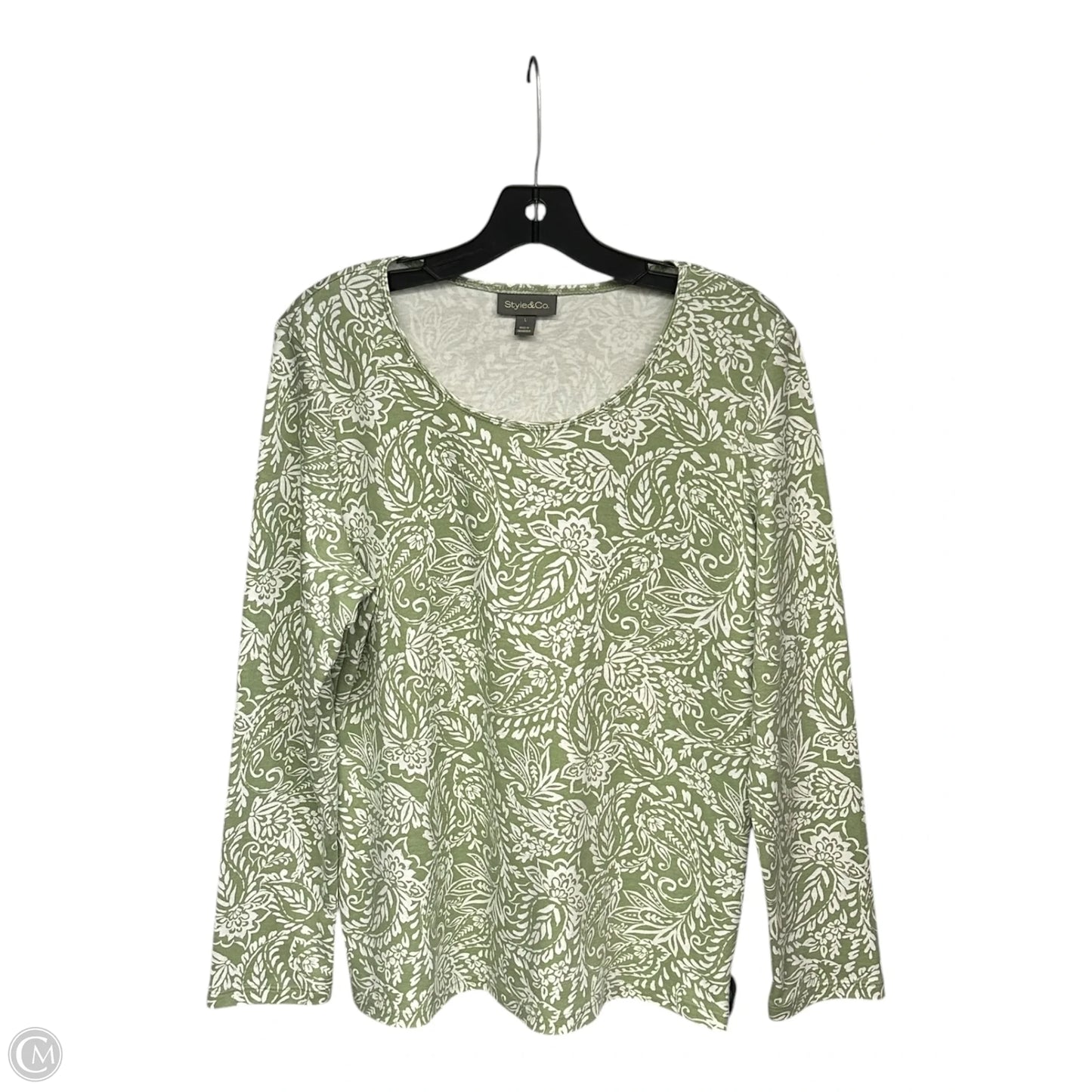 Top Long Sleeve By Style And Company In Green, Size: L