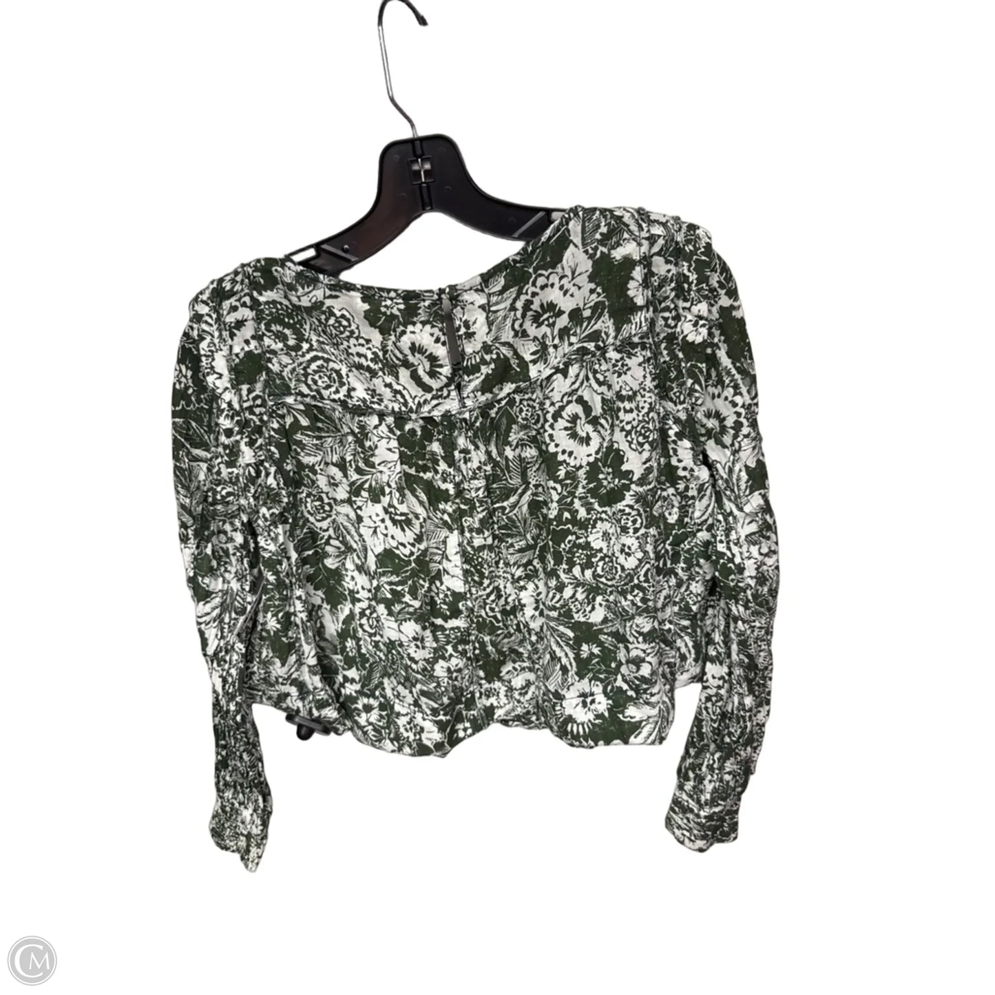 Top Long Sleeve By Anthropologie In Green & White, Size: Xxs