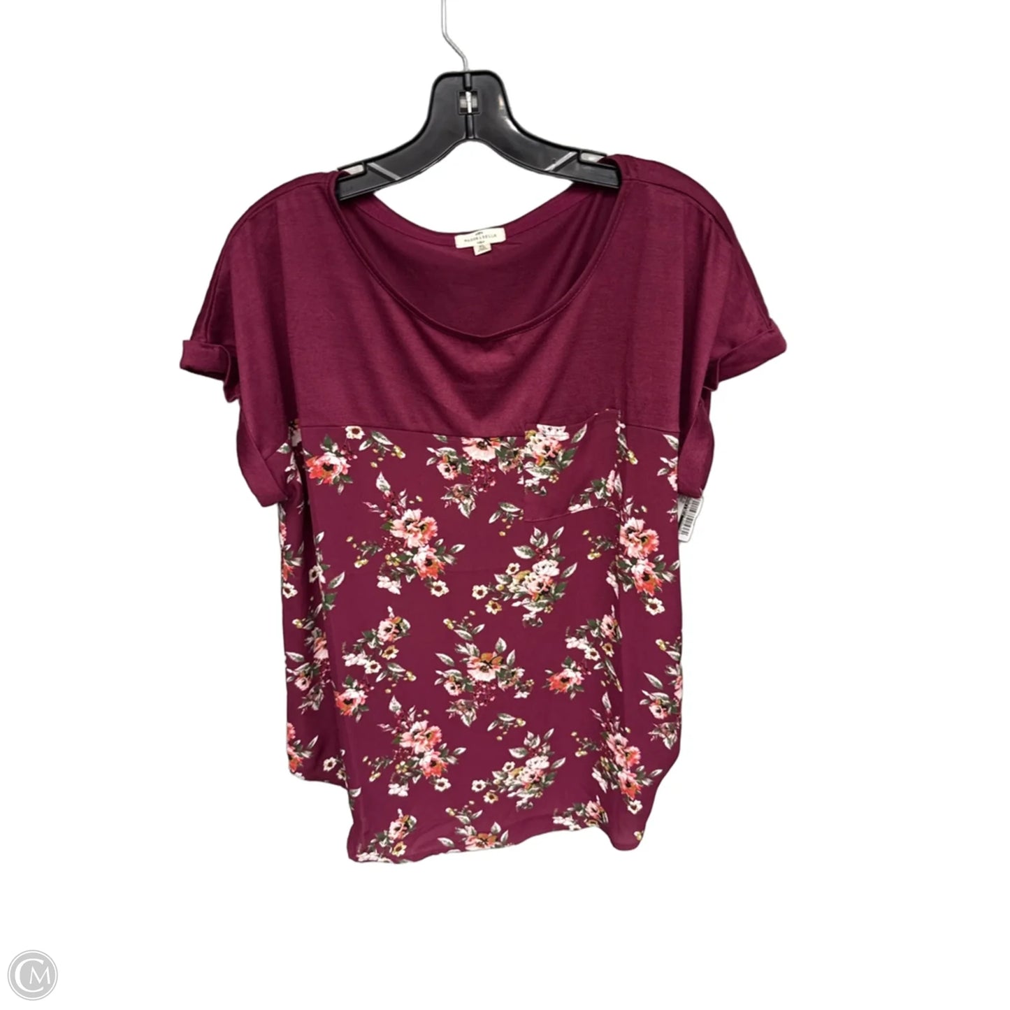 Top Short Sleeve By Mason & Belle In Maroon, Size: Xl