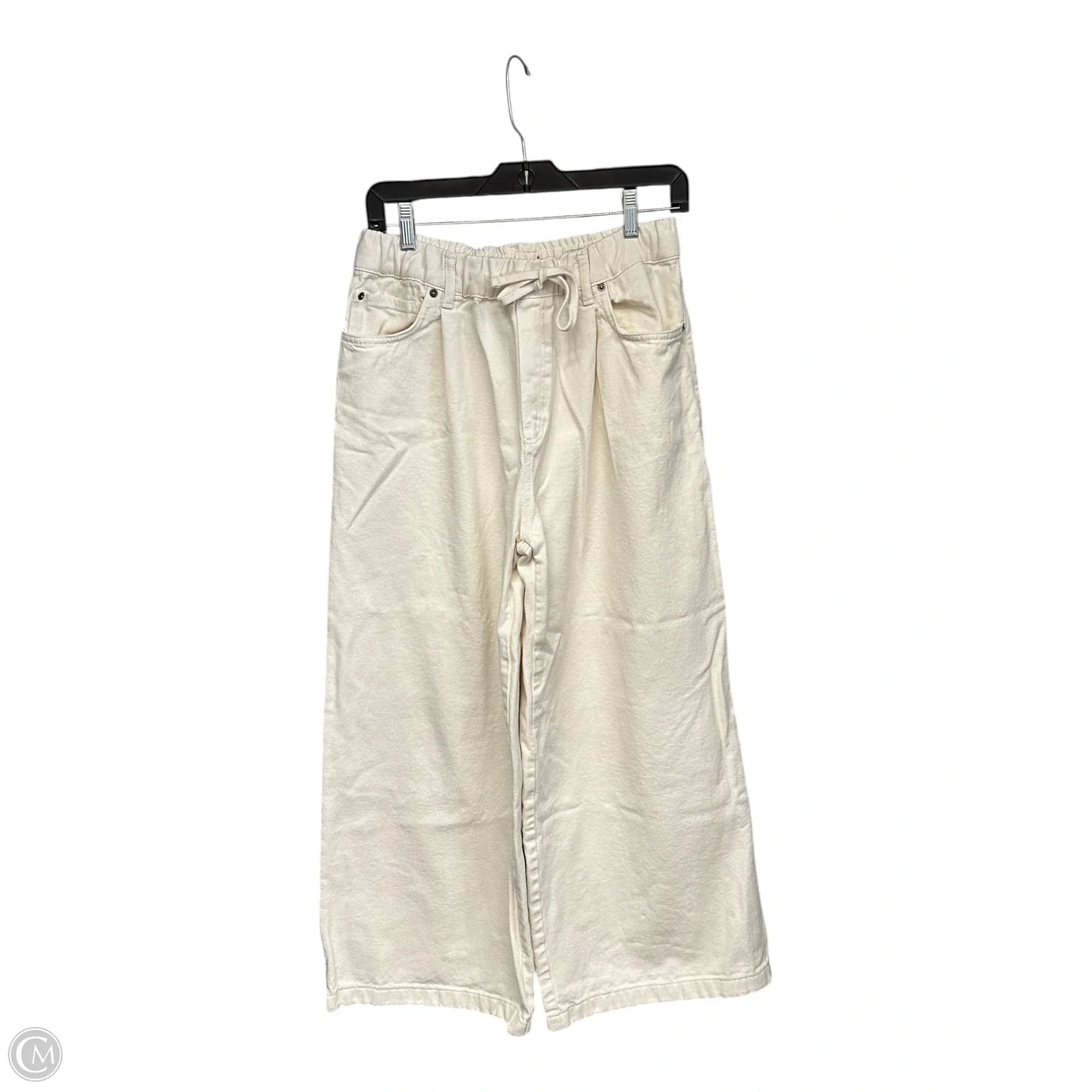 Pants Wide Leg By Zara In Cream Denim, Size: M